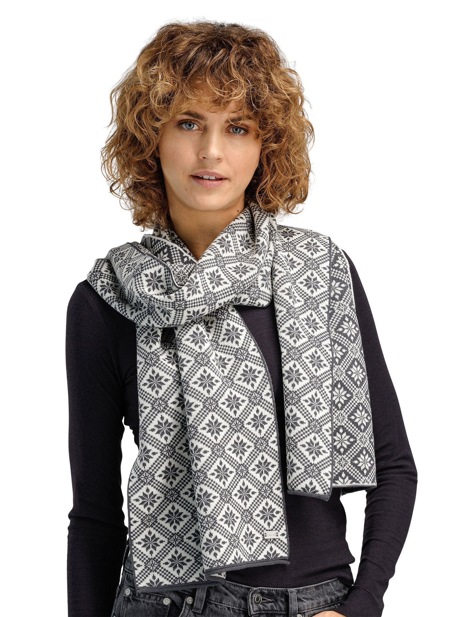 Christiania Women's Scarf - Merino Wool Grey Offwhite