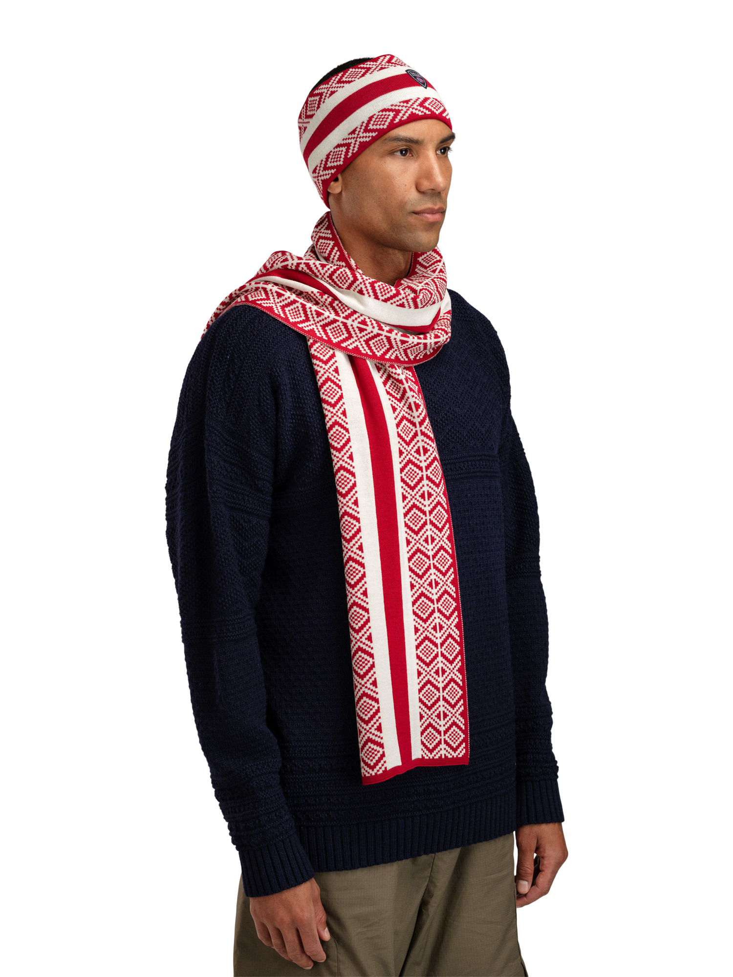 Kvitegga Scarf - Merino Wool Raspberry Offwhite