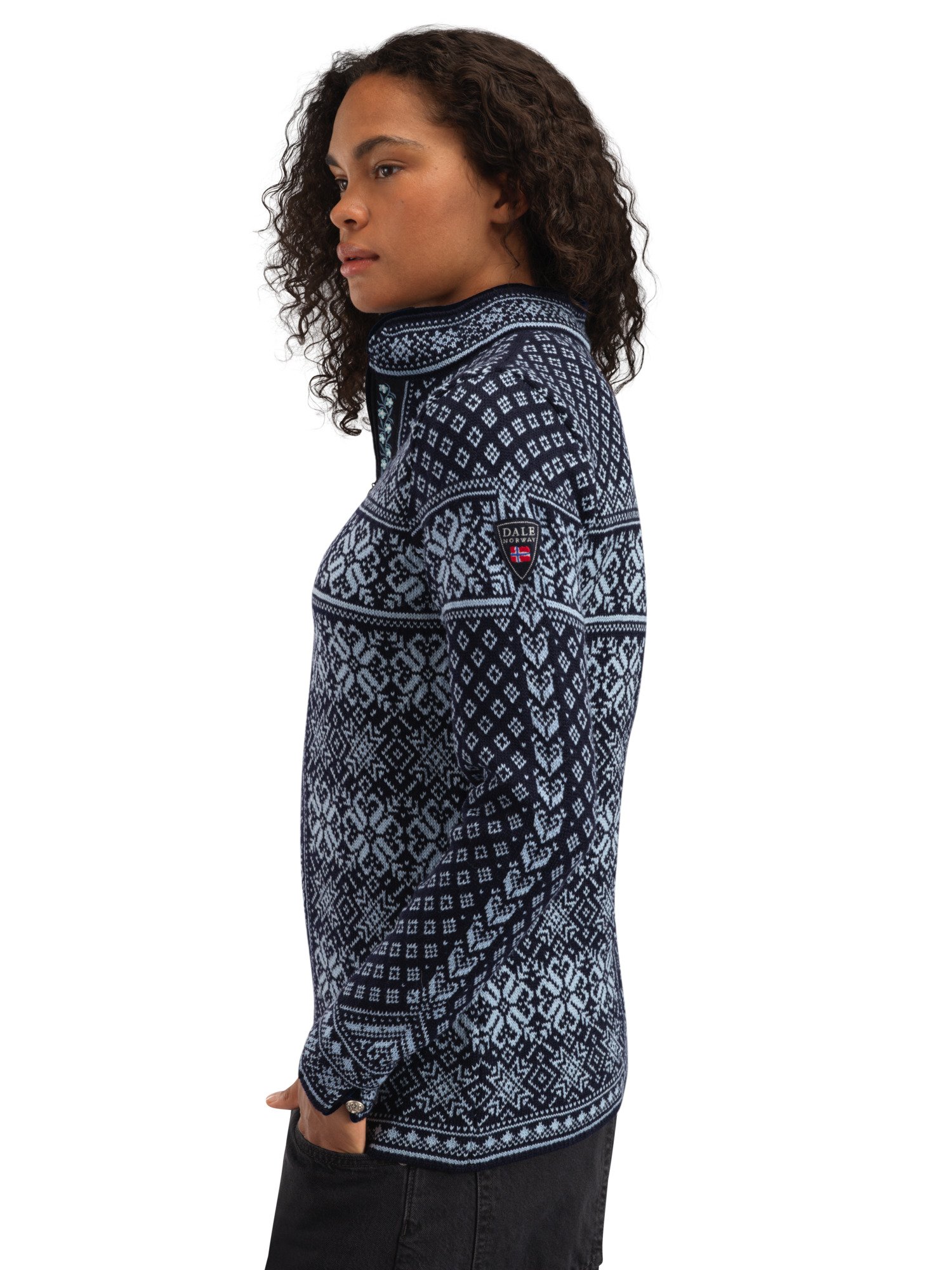 Peace Fem Sweater Navy Iceblue - Dale of Norway