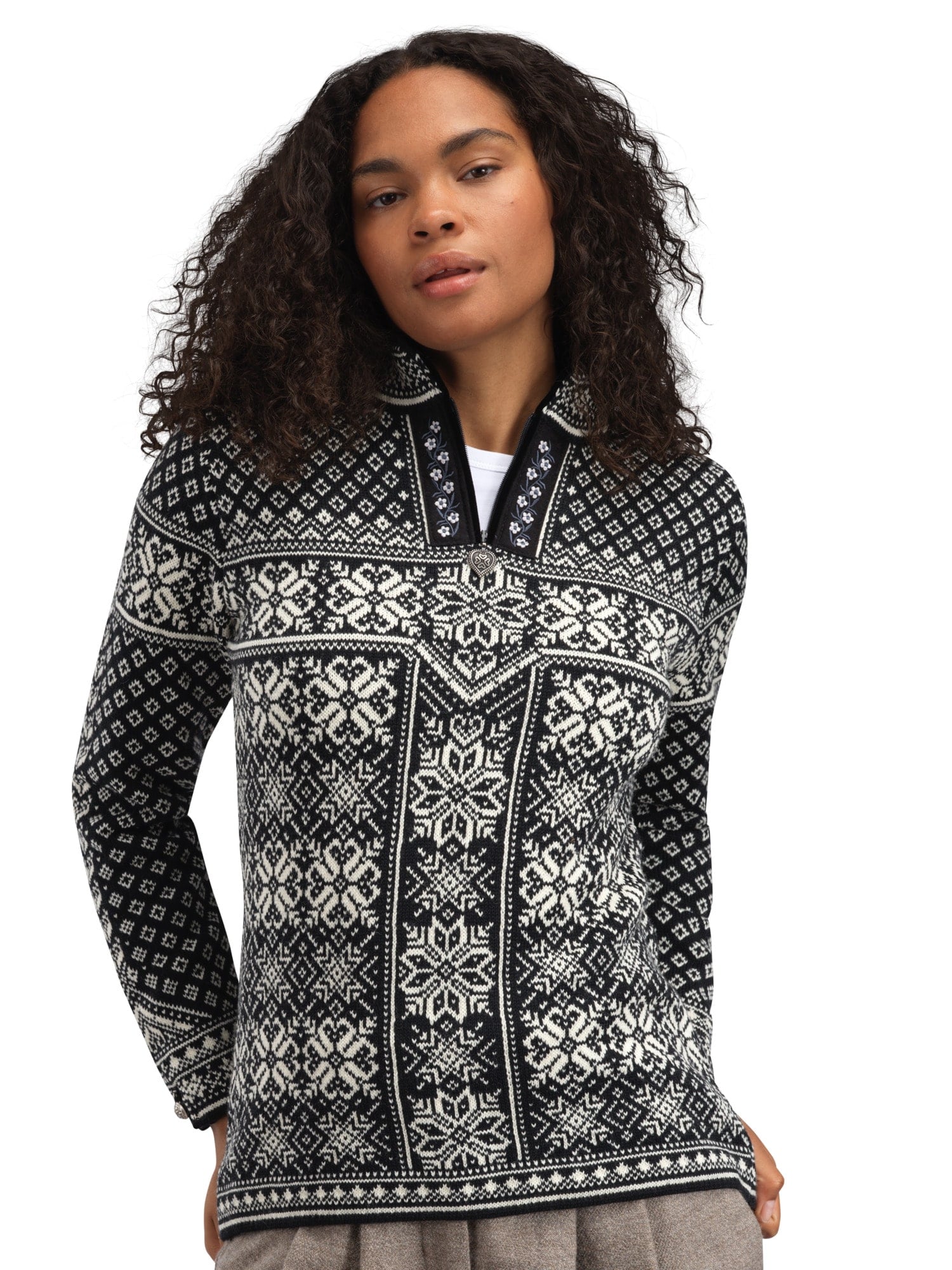 Peace Fem Sweater Black Offwhite - Dale of Norway