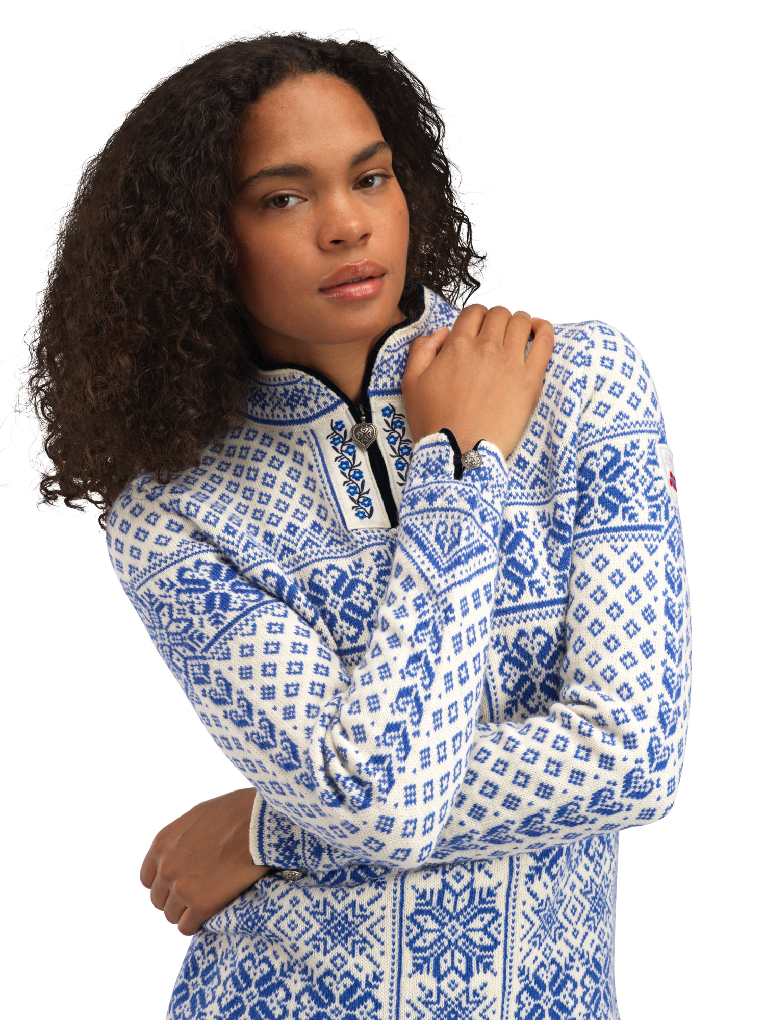 Peace Fem Sweater Ultramarine Offwhite - Dale of Norway