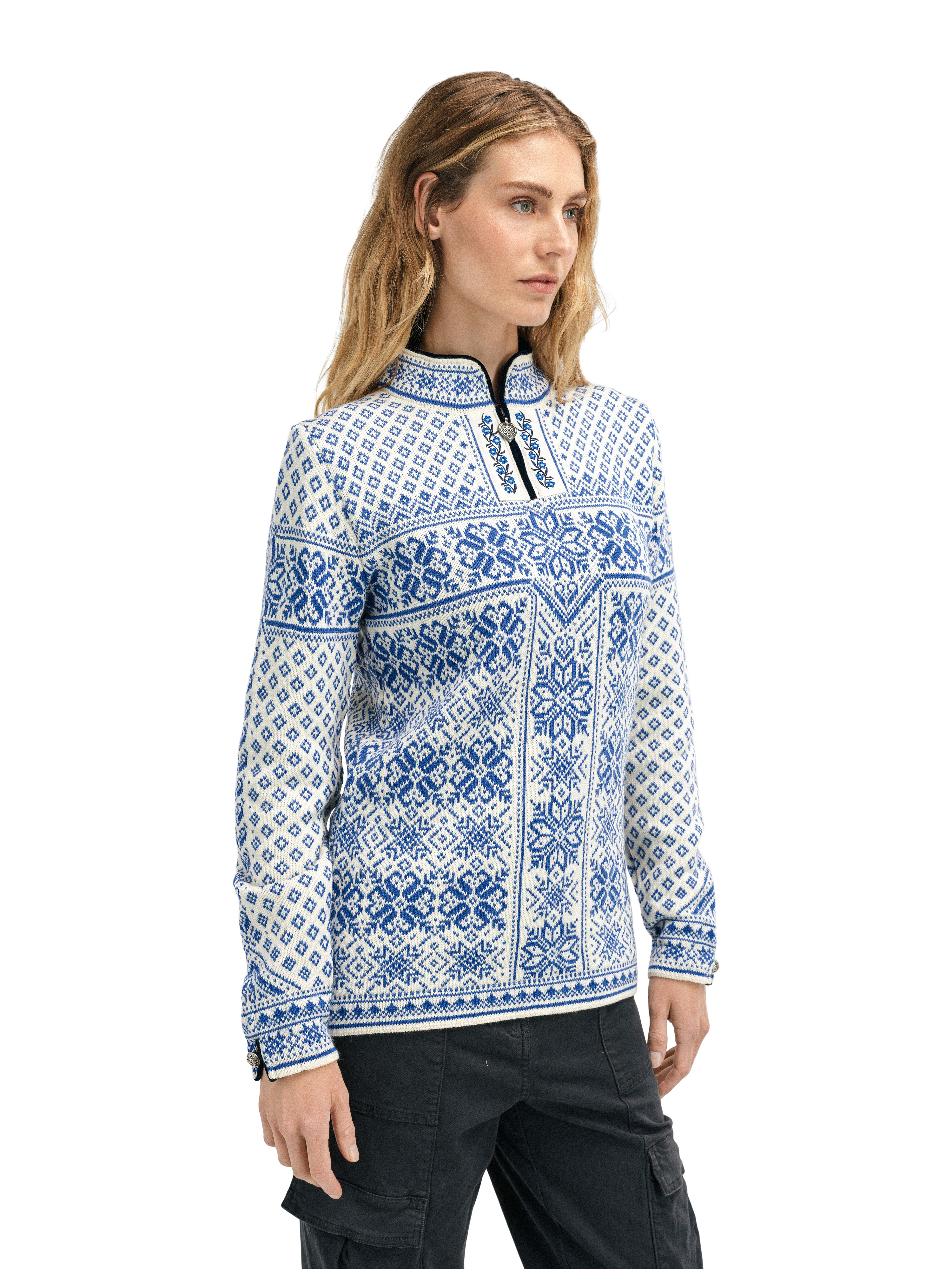 Peace Fem Sweater Ultramarine Offwhite - Dale of Norway