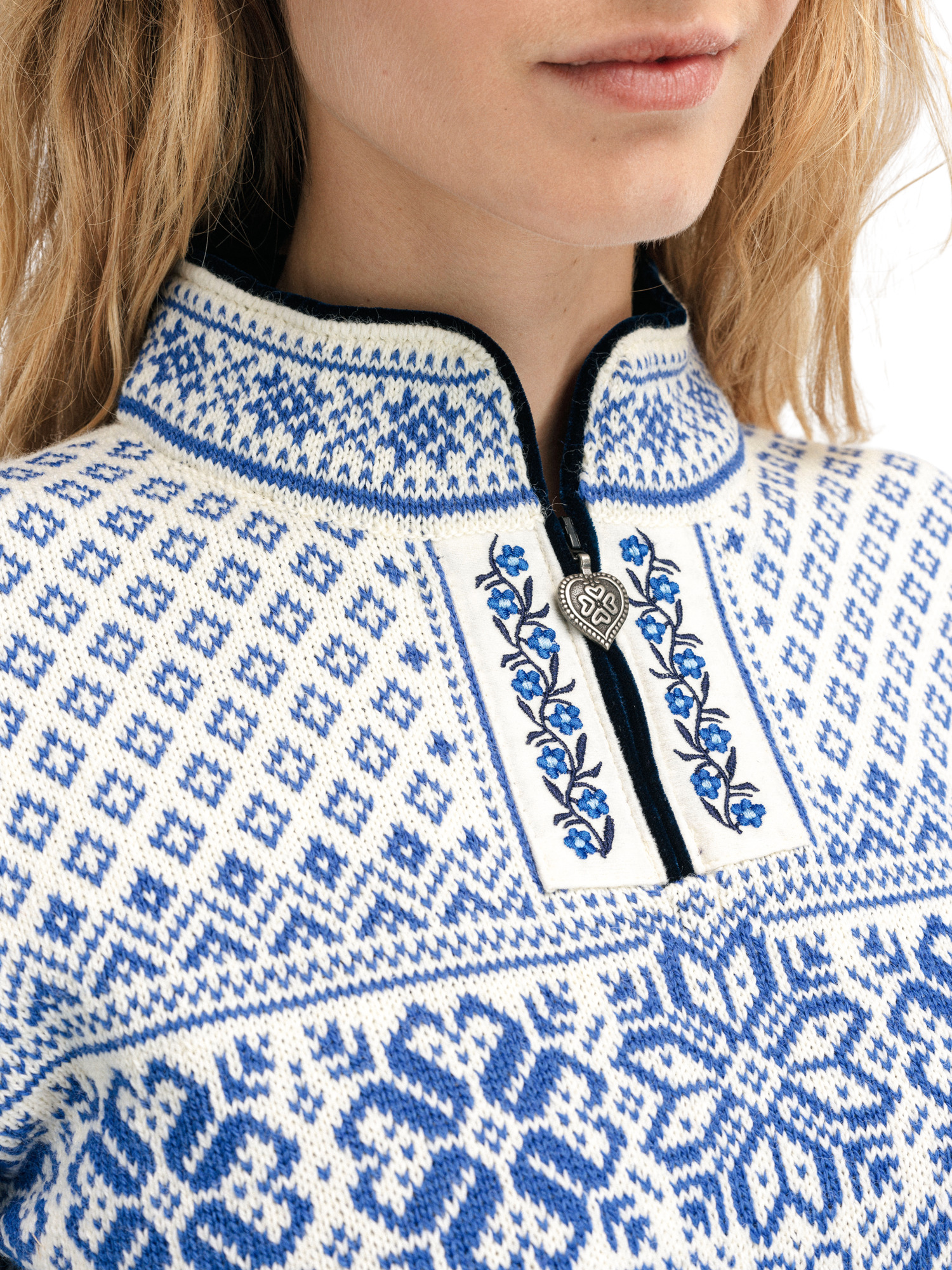Peace Fem Sweater Ultramarine Offwhite - Dale of Norway