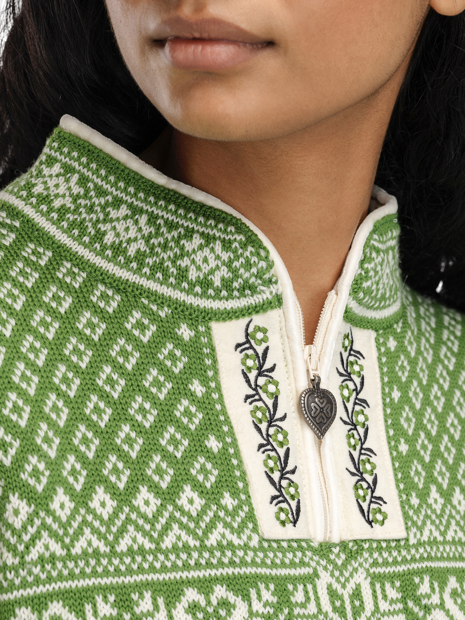 Peace Women’s Knit Sweater  Spring Green  Offwhite