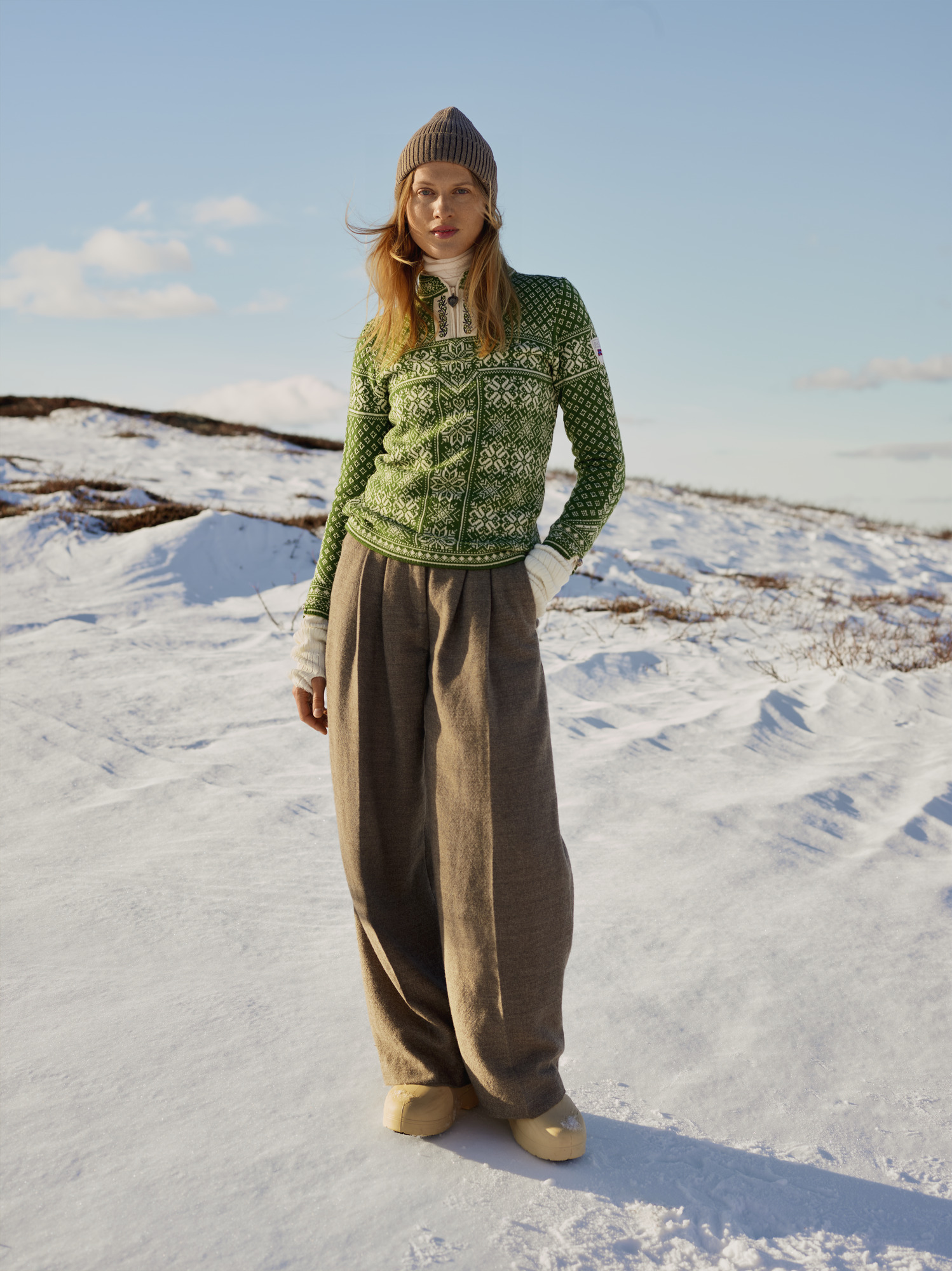 Peace Women’s Knit Sweater  Spring Green  Offwhite