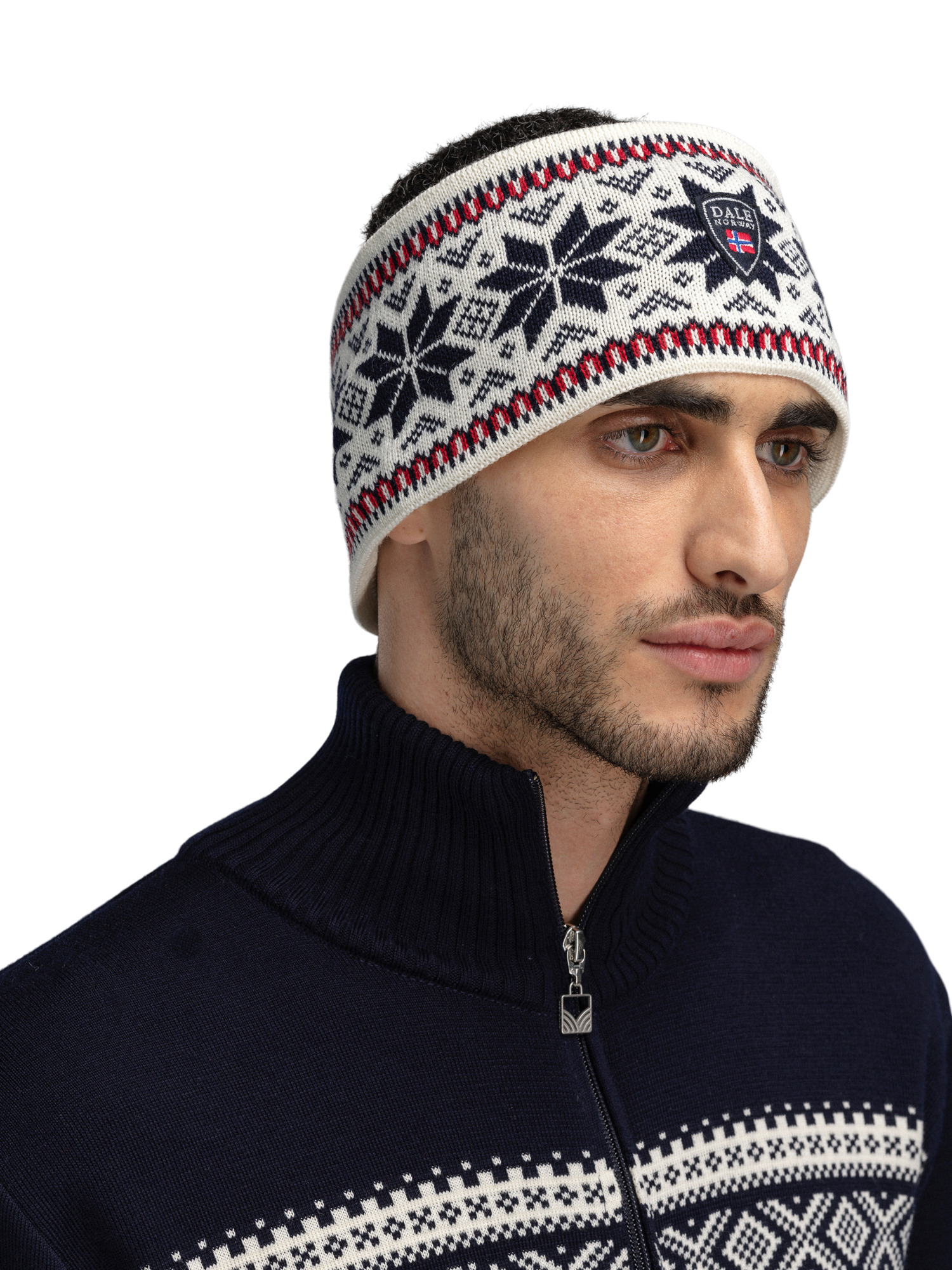 Garmisch Headband - Merino Wool Offwhite Navy Raspberry