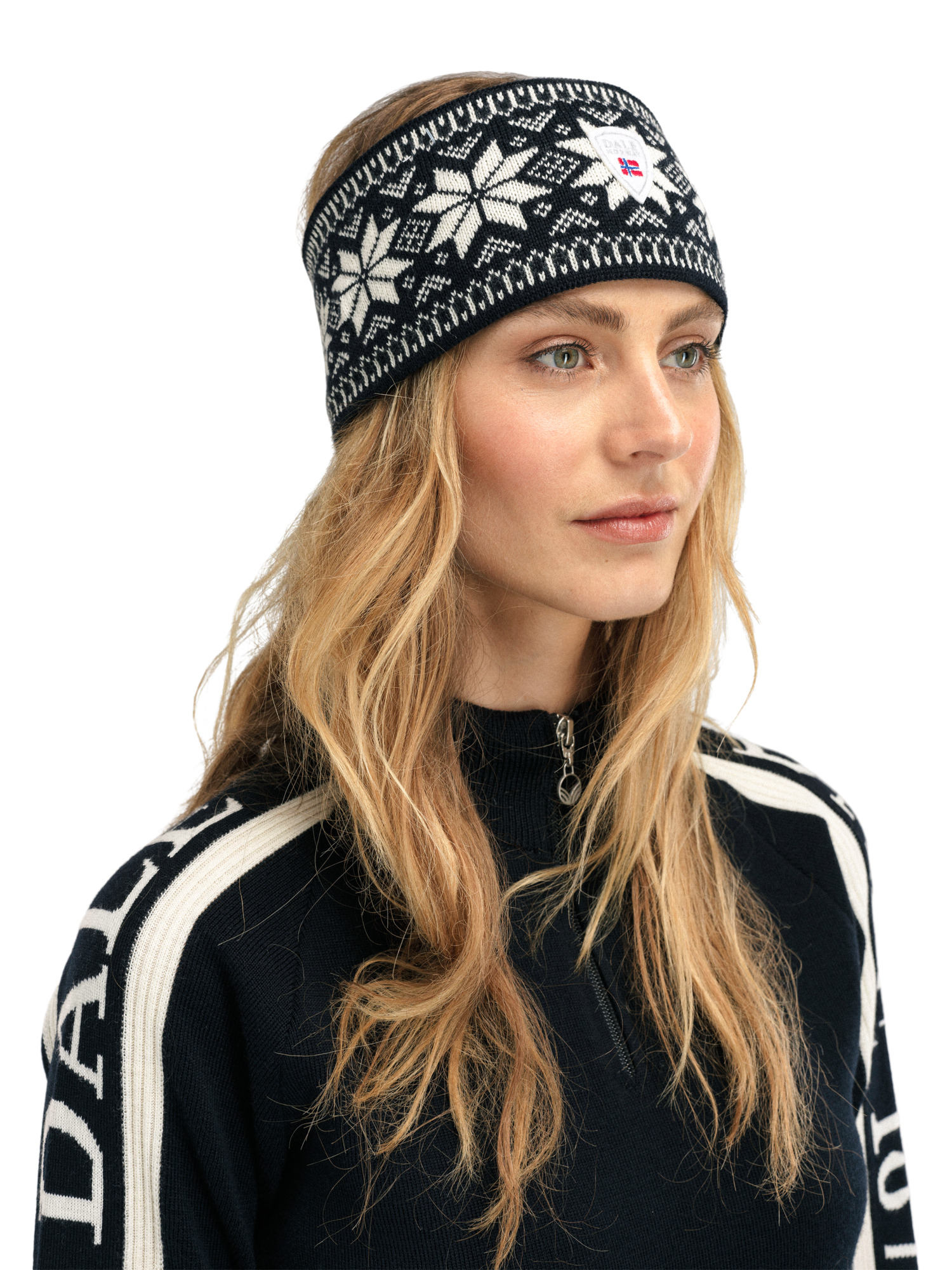 Garmisch Headband - Merino Wool Black Offwhite Darkcharc