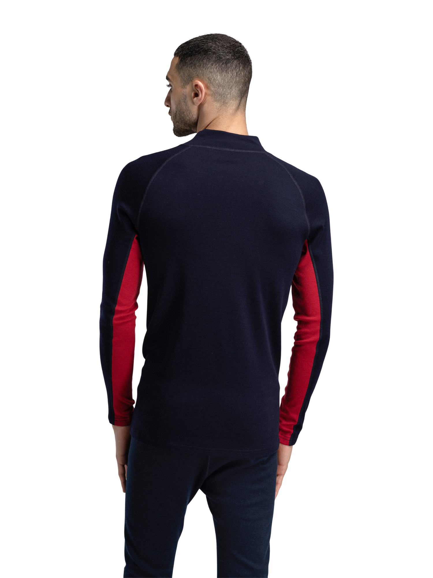 Aksla Masculine Baselayer Half zip Navy Red OffWhite - Dale of Norway