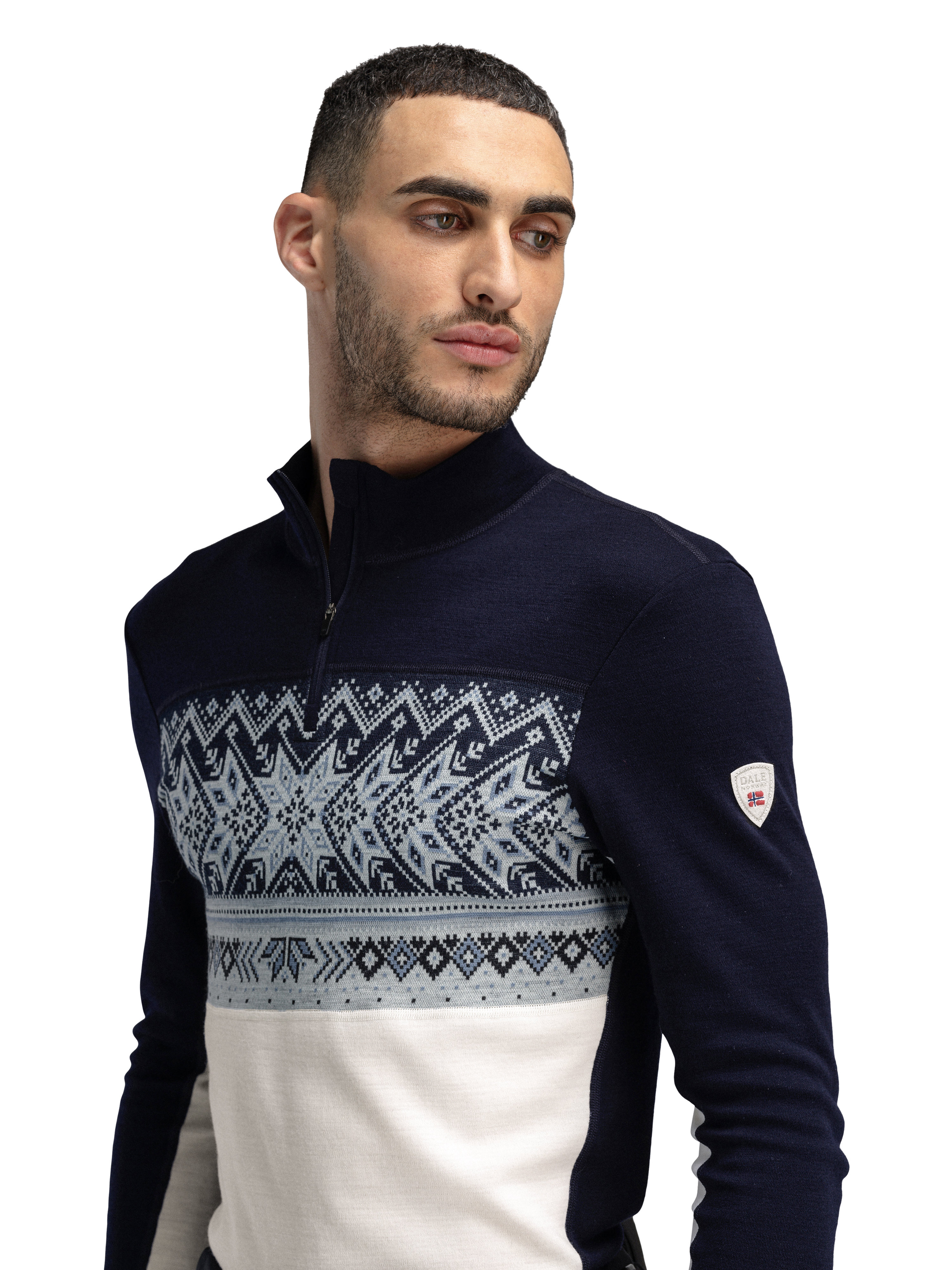 Vail Men's Half Zip Baselayer Offwhite Navy