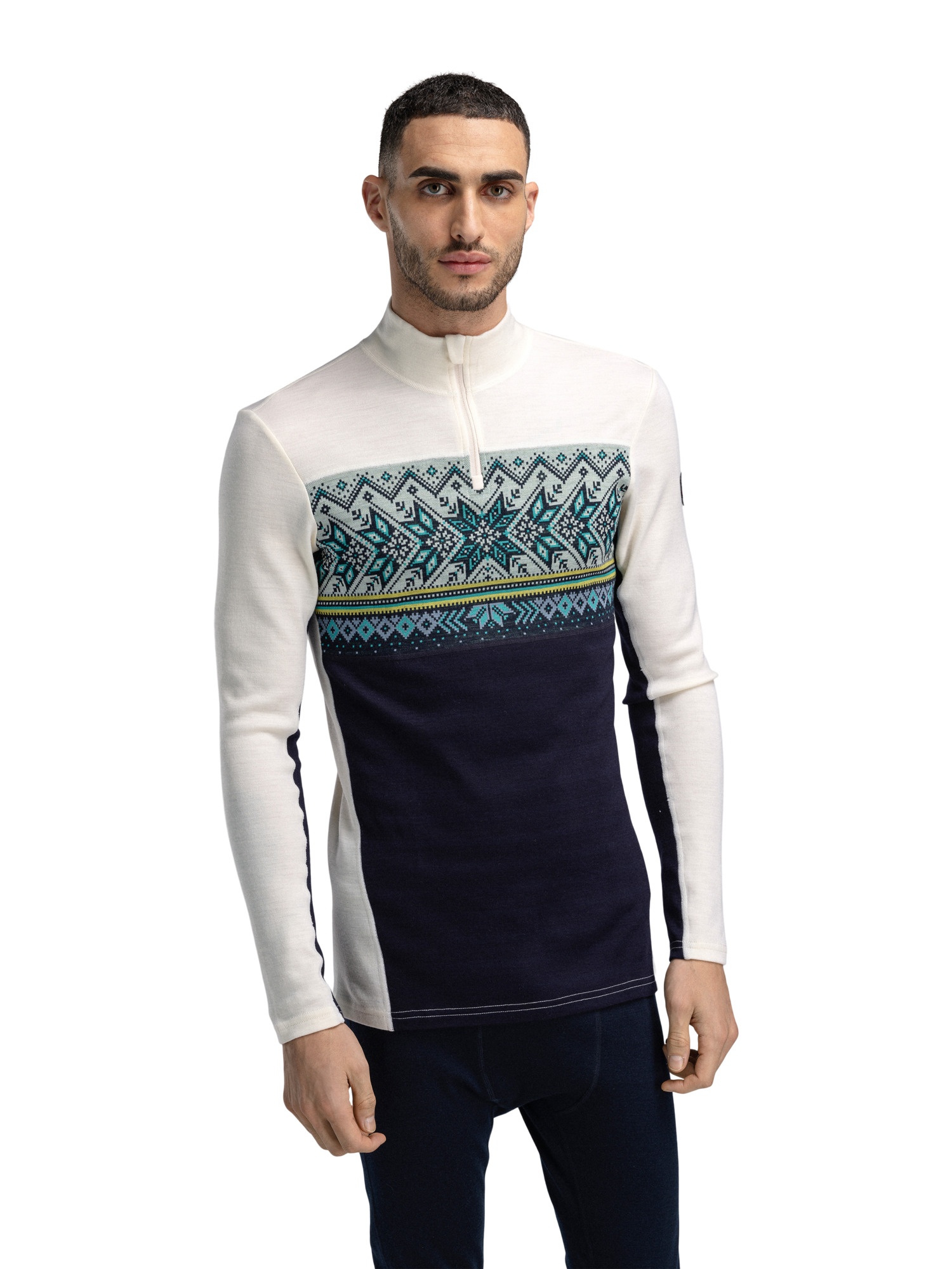 Vail Men's Half Zip Baselayer Navy Offwhite