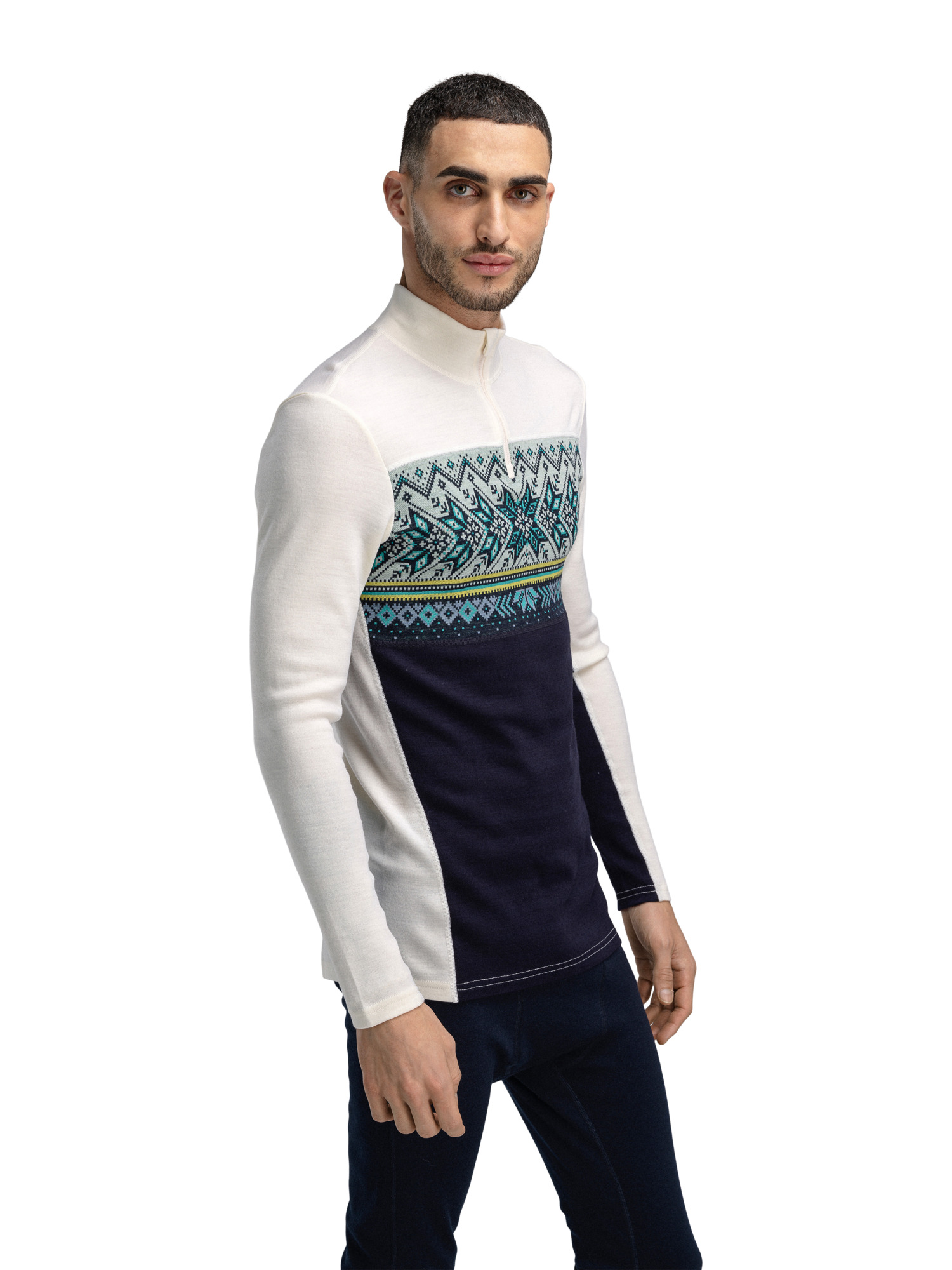 Vail Masculine Baselayer Half zip Navy OffWhite - Dale of Norway