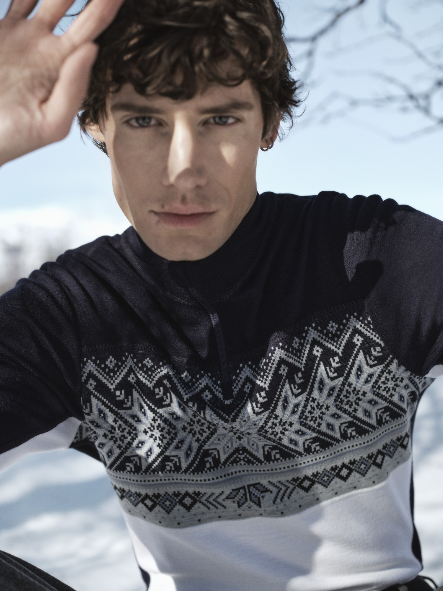 Vail Masculine Baselayer Half zip Offwhite Navy - Dale of Norway