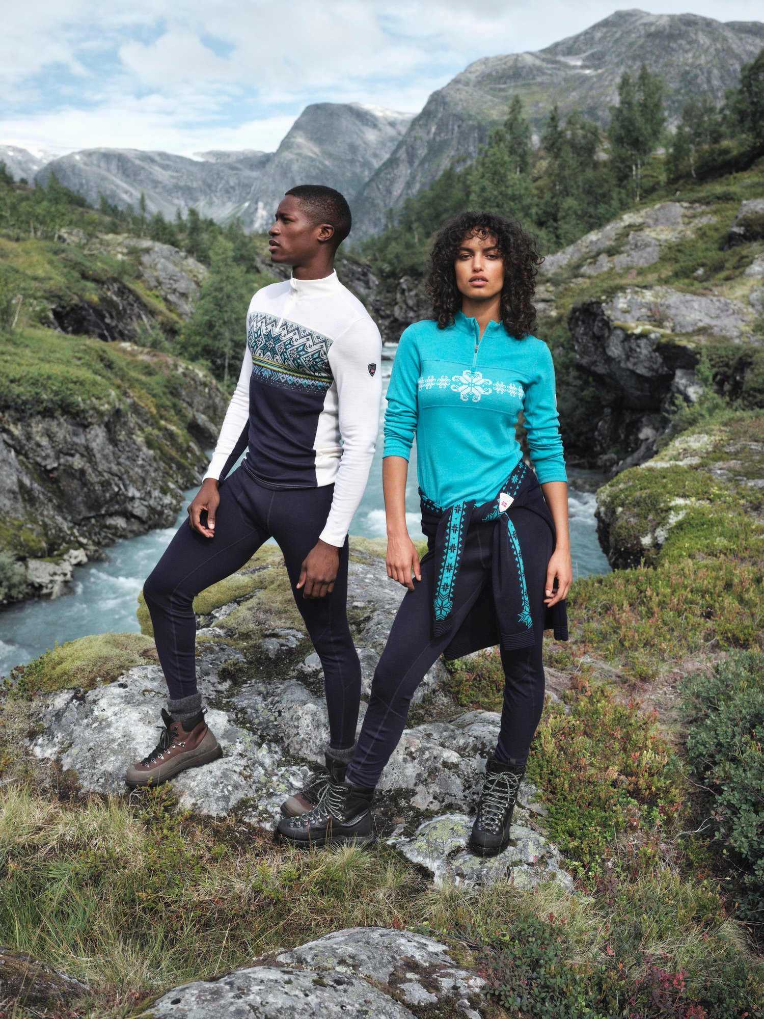 Vail Men's Half Zip Baselayer Navy Offwhite