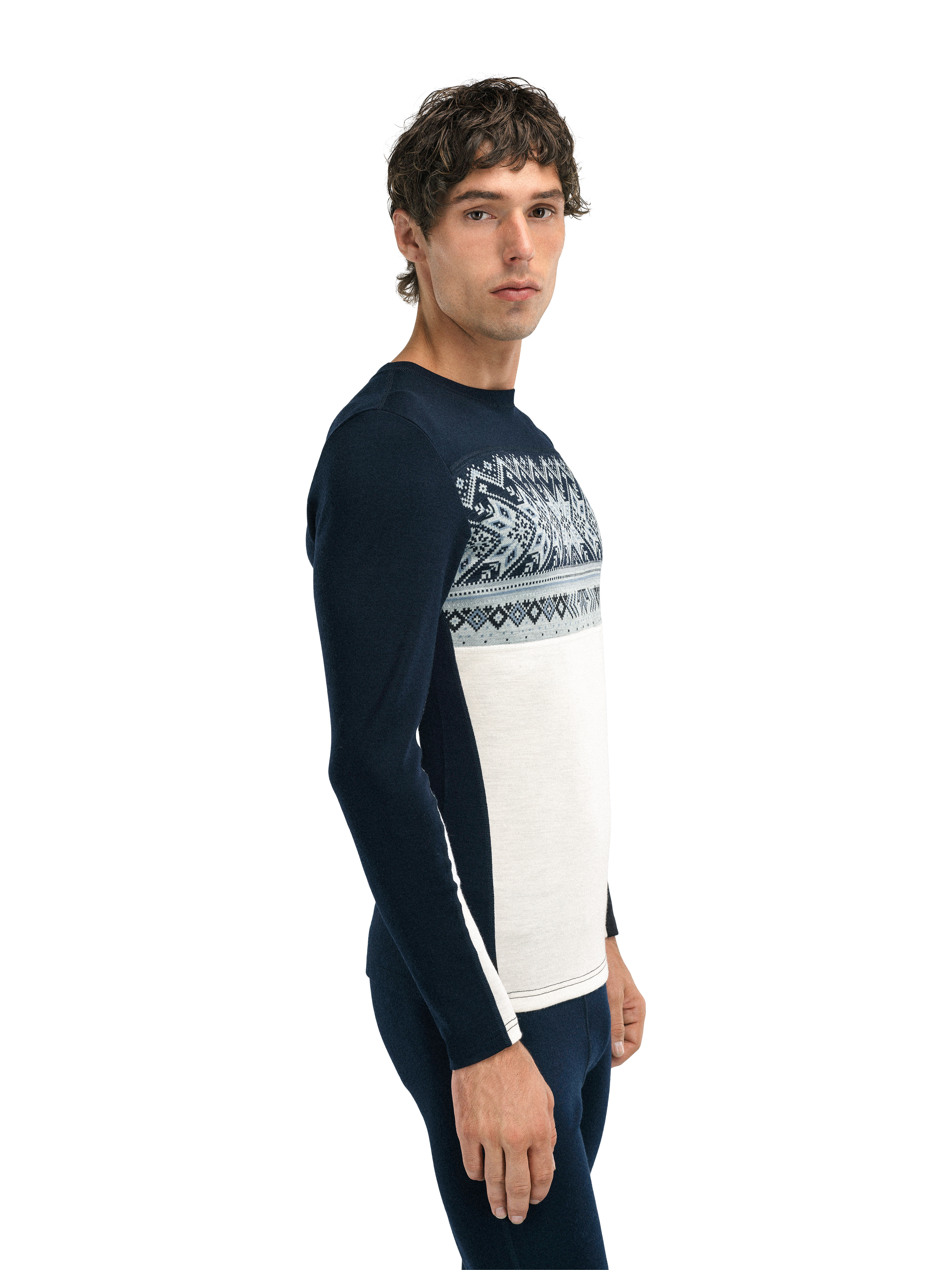 Vail Men's Crew Neck Baselayer Offwhite Navy