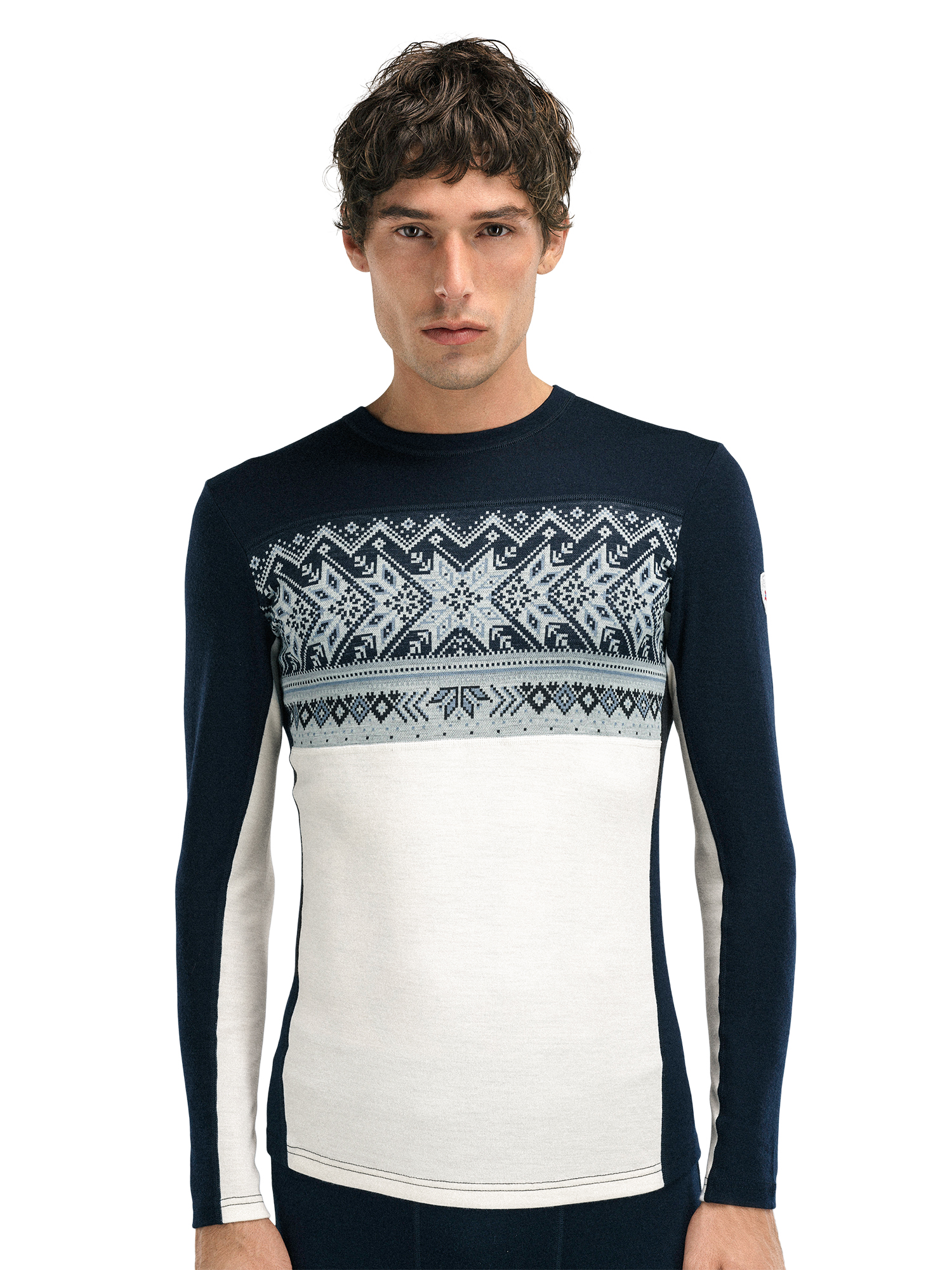Vail Men's Crew Neck Baselayer Offwhite Navy