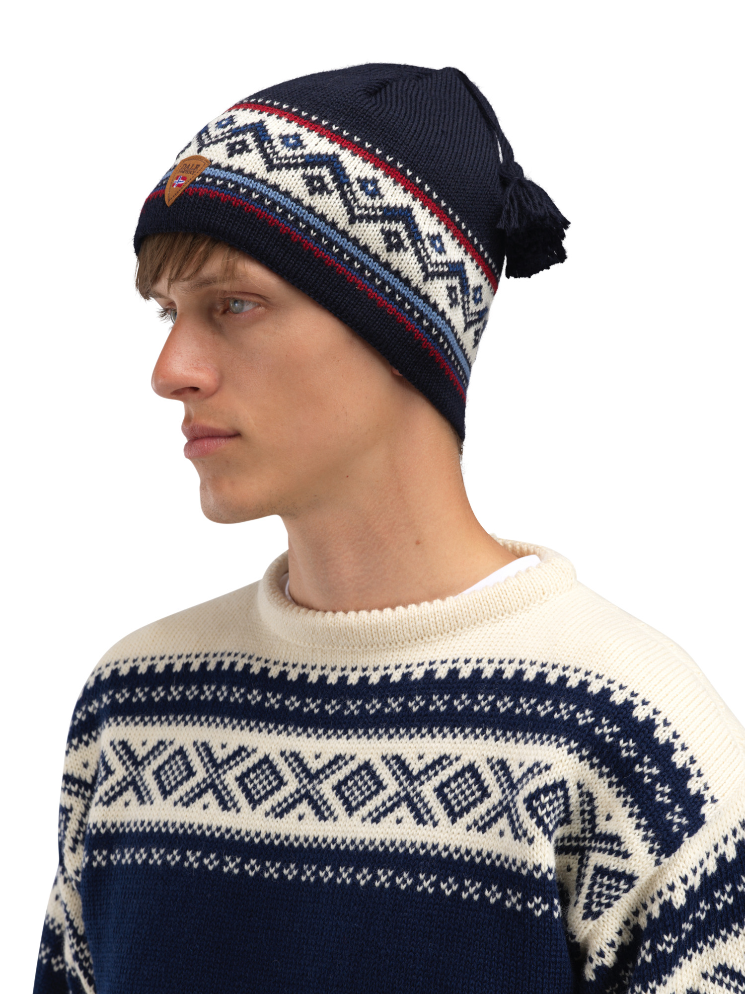 Vail Hat - Norwegian Wool Navy Red Offwhite Blue
