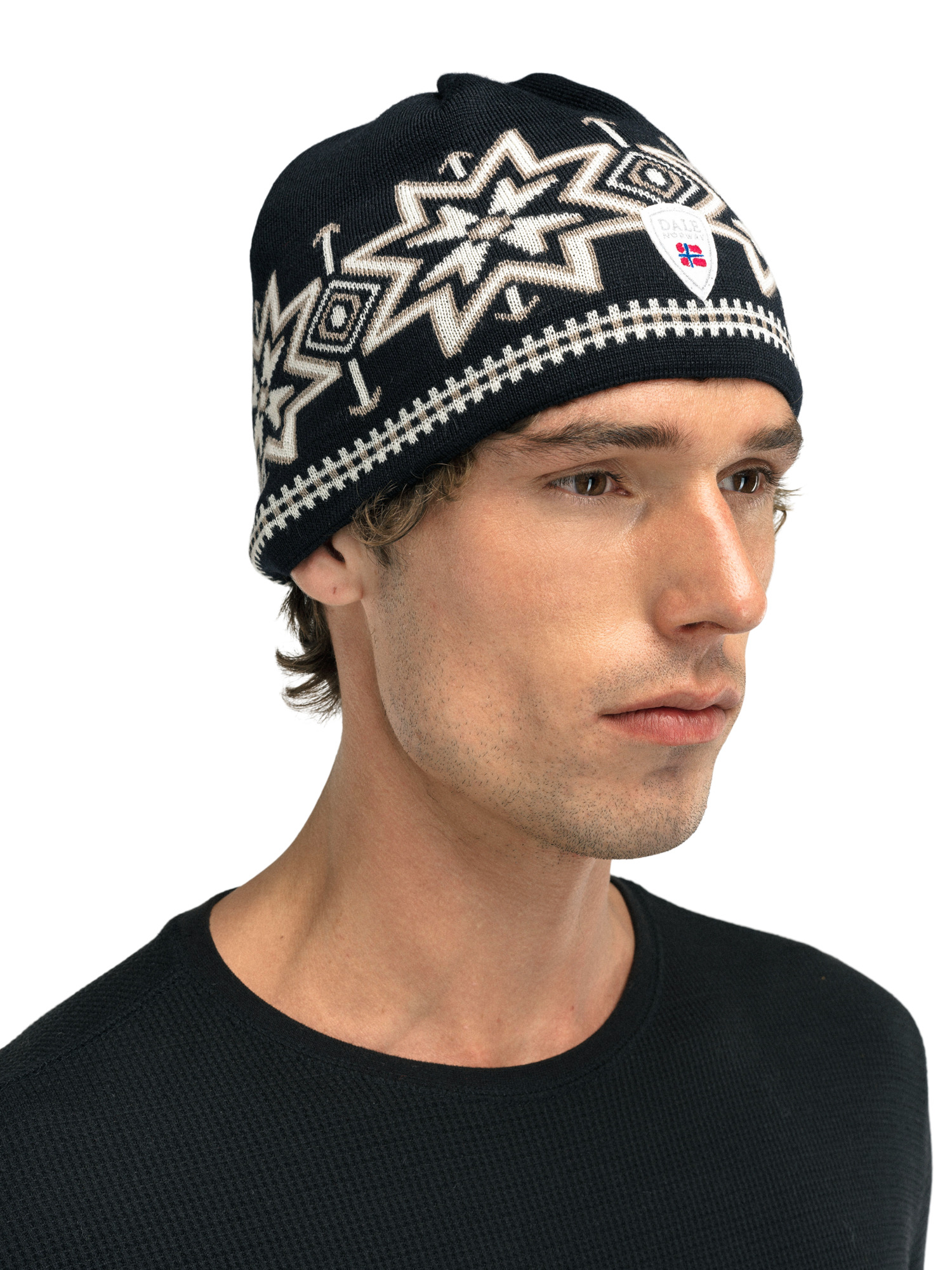 Tindefjell unisex merino wool hat  Black Offwhite Mountainstone