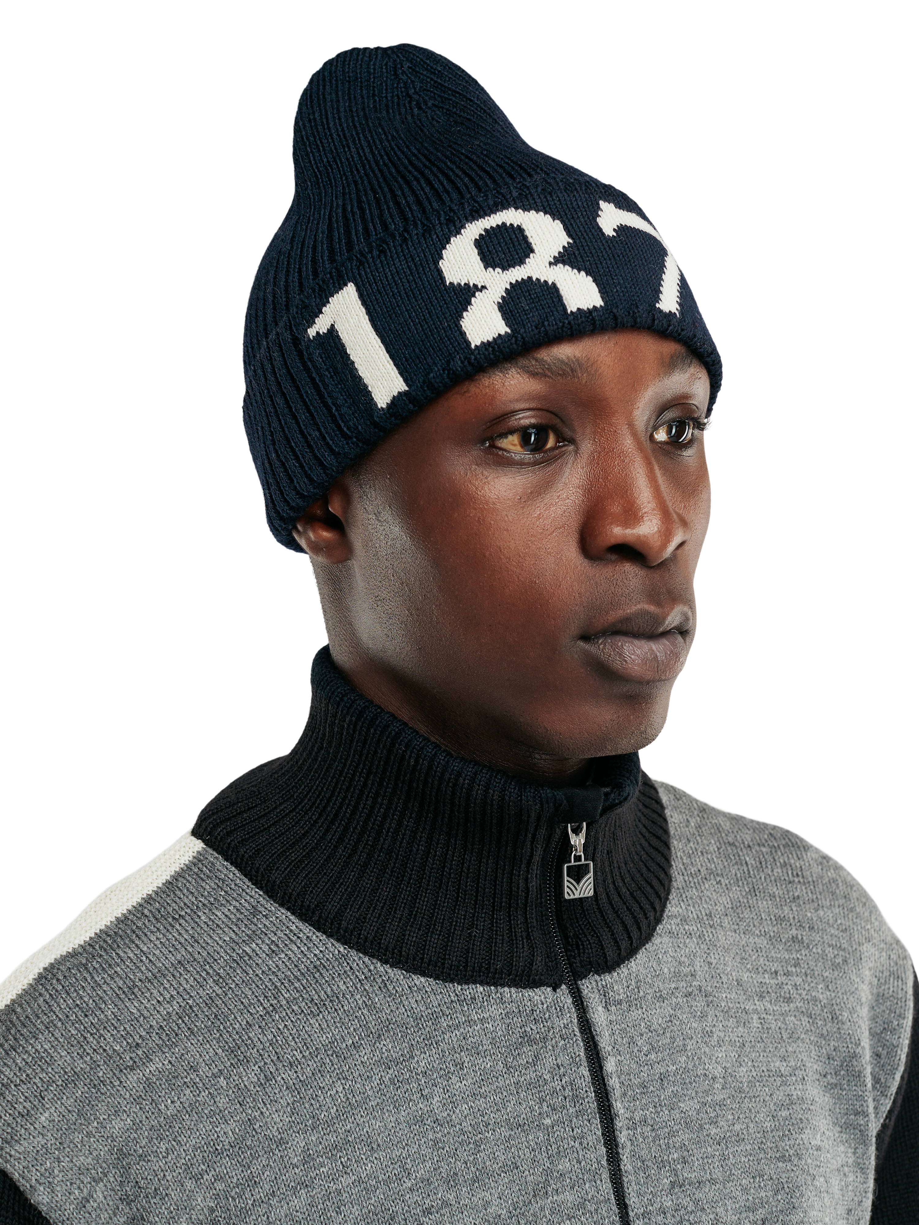 1879 unisex wool hat  Navy Offwhite