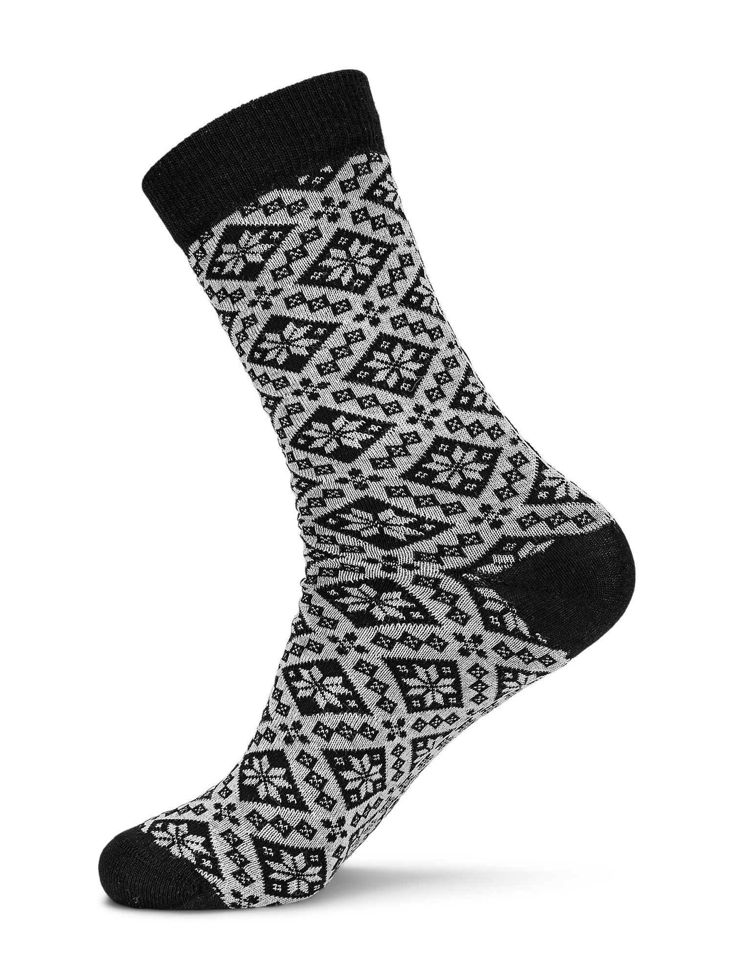 Bjorøy Wool Socks Crew cut Black Offwhite