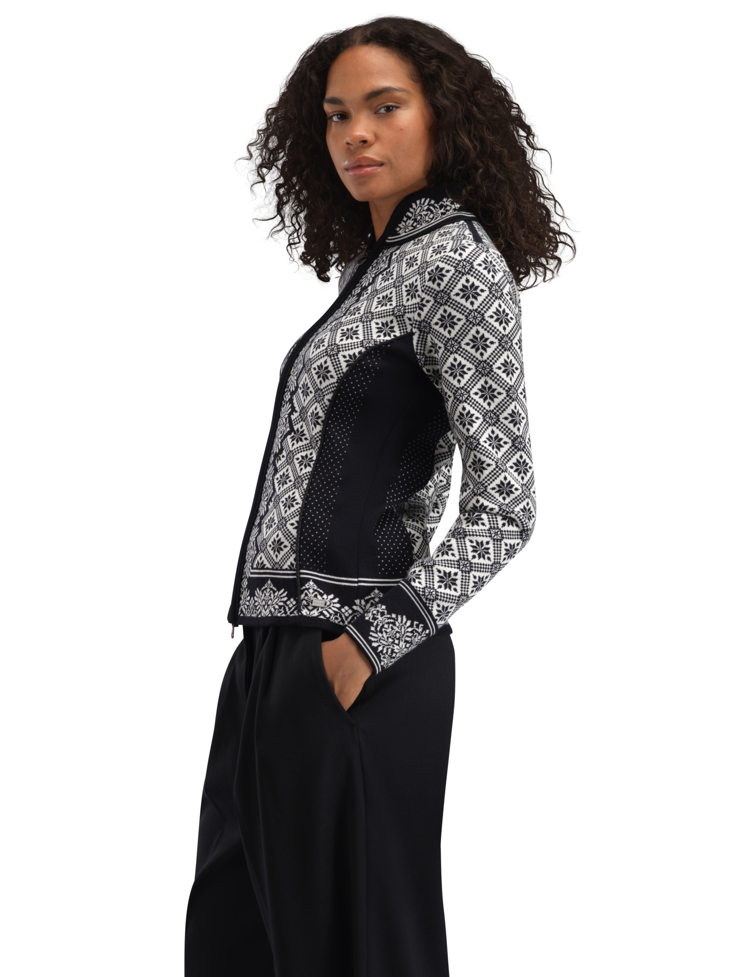 Christiania Women's Jacket - Merino Wool Black Offwhite