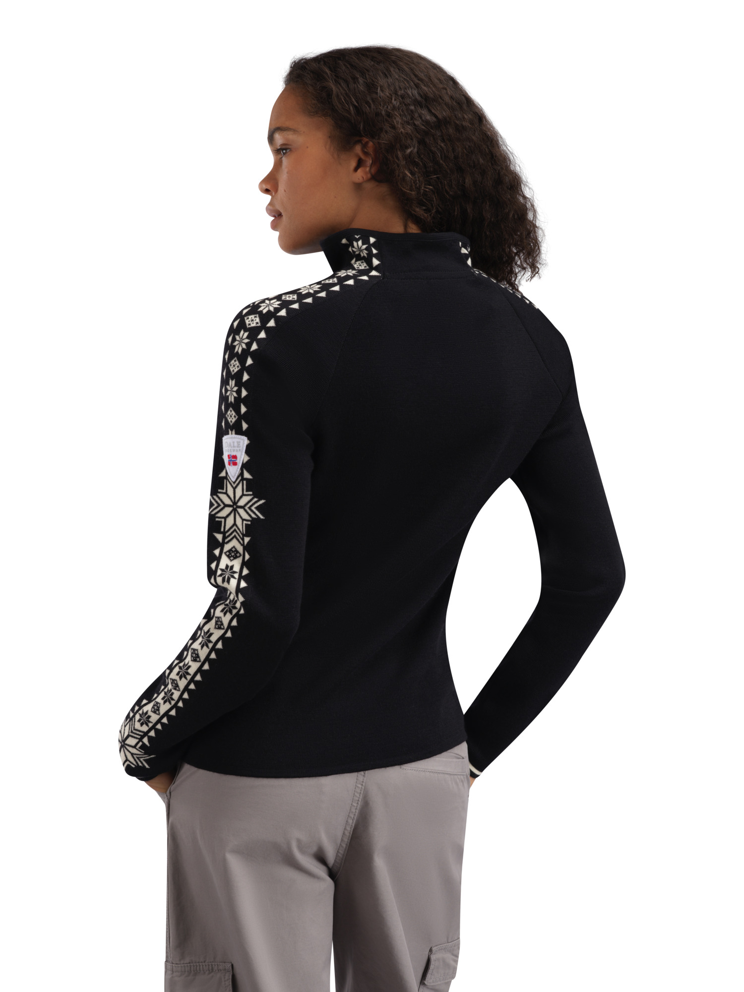 Geilo Women’s Sweater - Merino Wool Black Offwhite