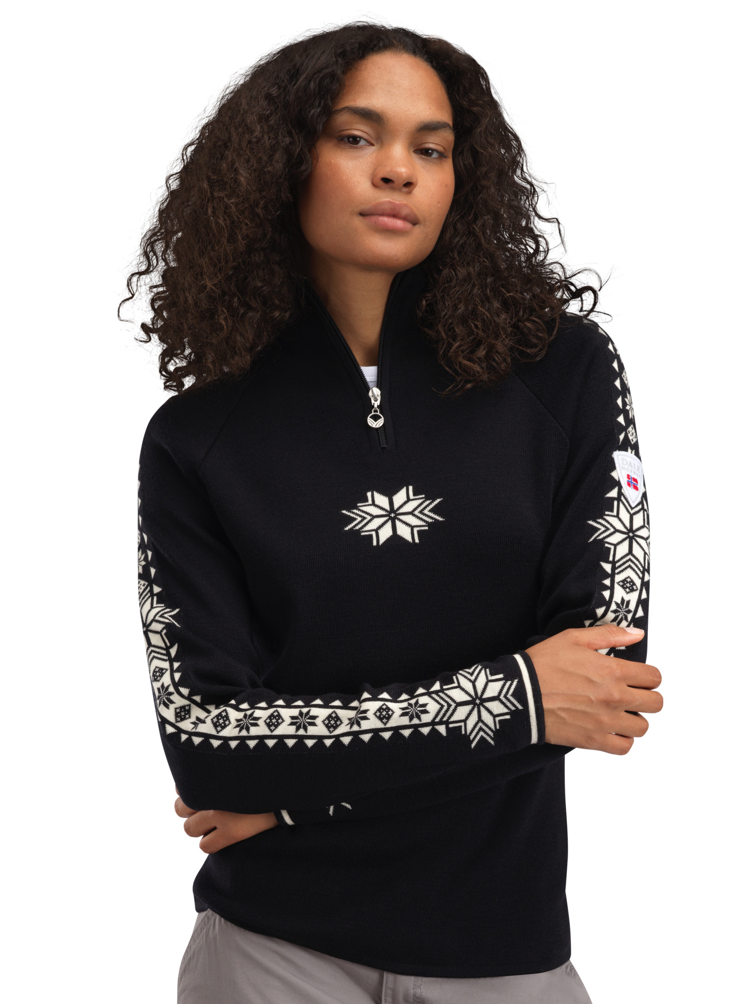 Geilo Women’s Sweater - Merino Wool Black Offwhite