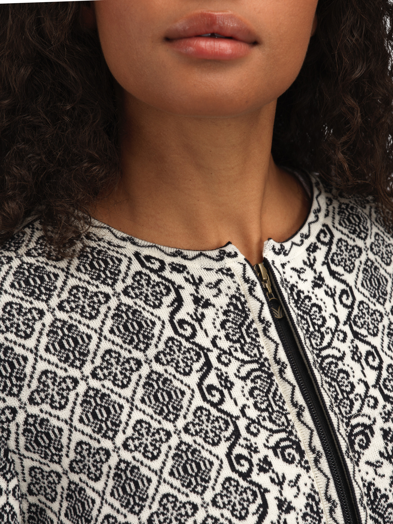 Ingeborg Women’s Jacket - Merino Offwhite Black Gravuvig Smoke