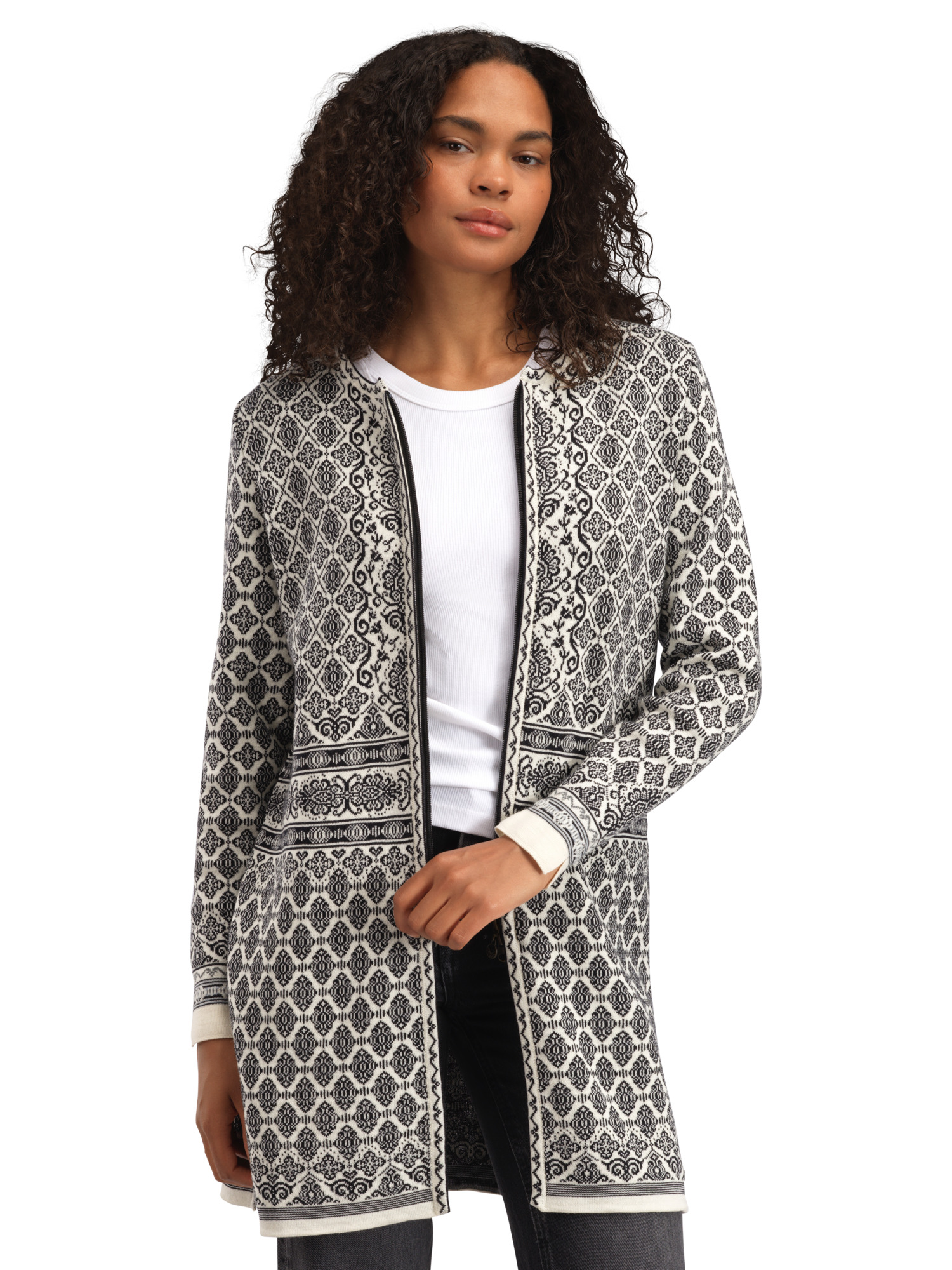 Ingeborg Women’s Jacket - Merino Offwhite Black Gravuvig Smoke