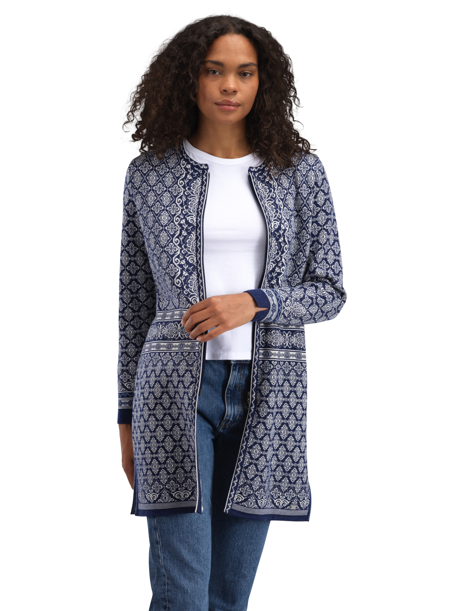 Ingeborg Women’s Jacket - Merino Electricstorm Offwhite Blue