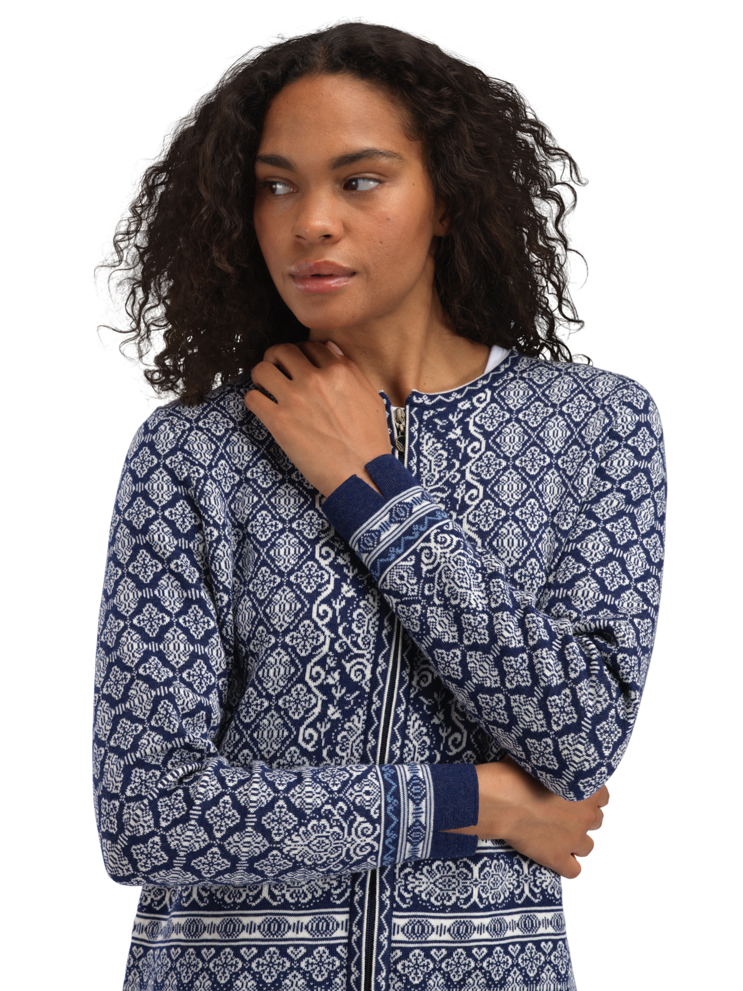 Ingeborg Women’s Jacket - Merino Electricstorm Offwhite Blue