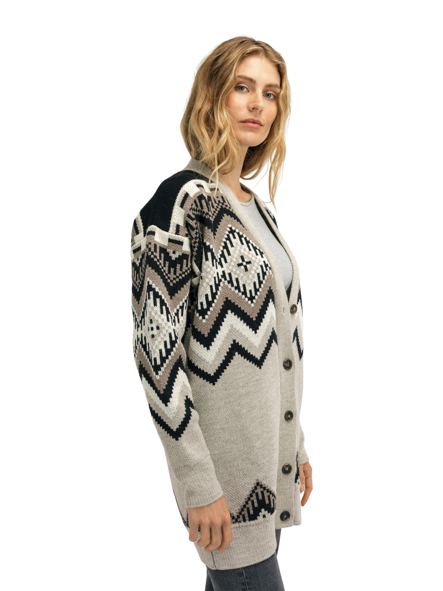 Skåla Women's Cardigan Sand Black Offwhite