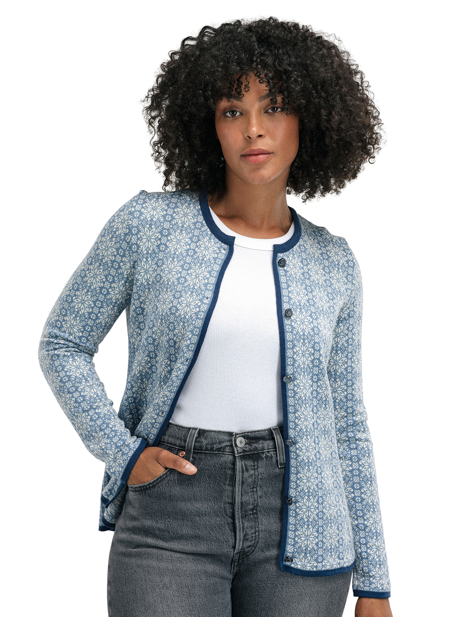 Othelie Women's Jacket - Merino Wool Blueshadow Offwhite