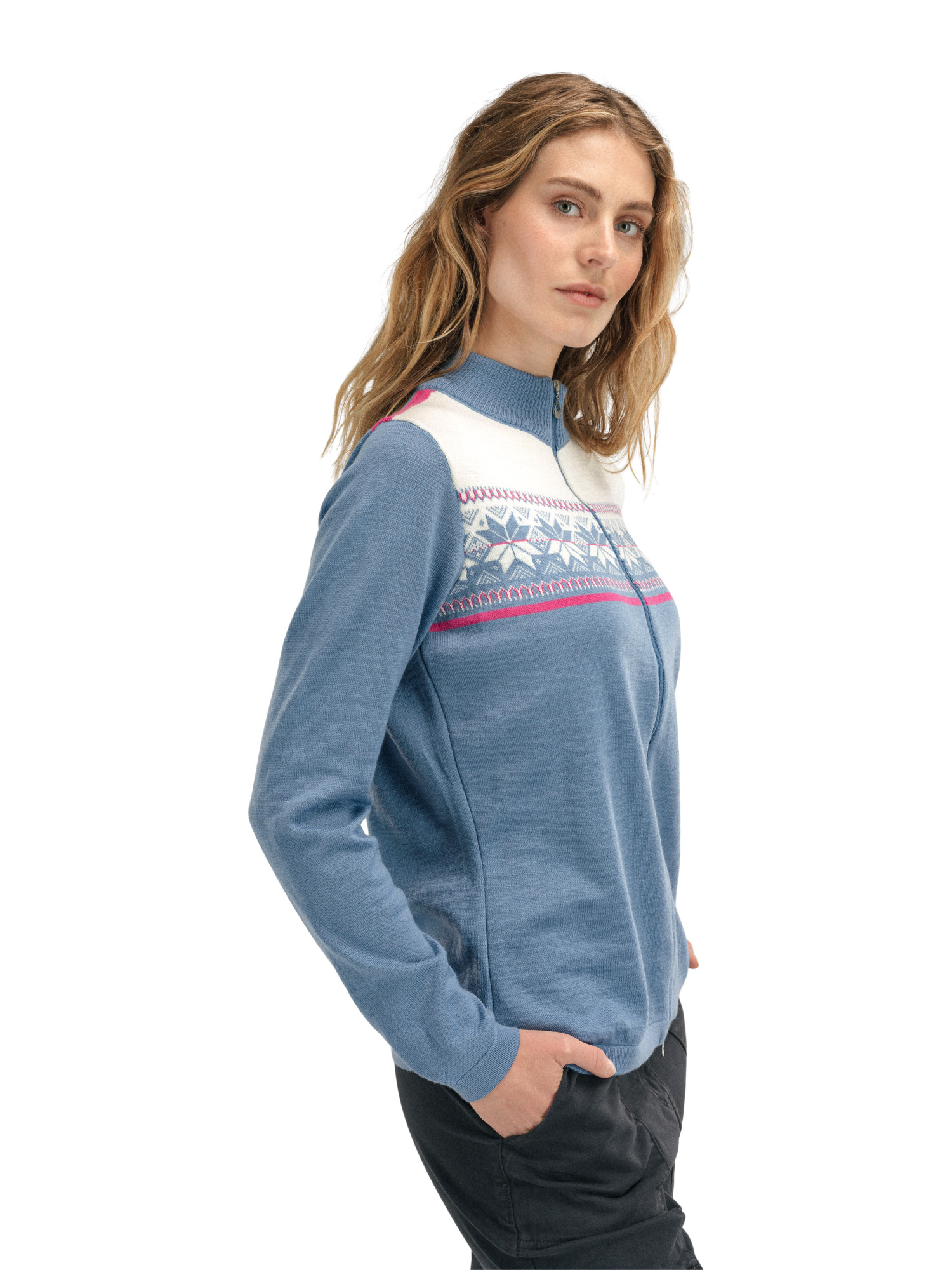 Liberg Women's Jacket - Merino wool Blueshadow Offwhite