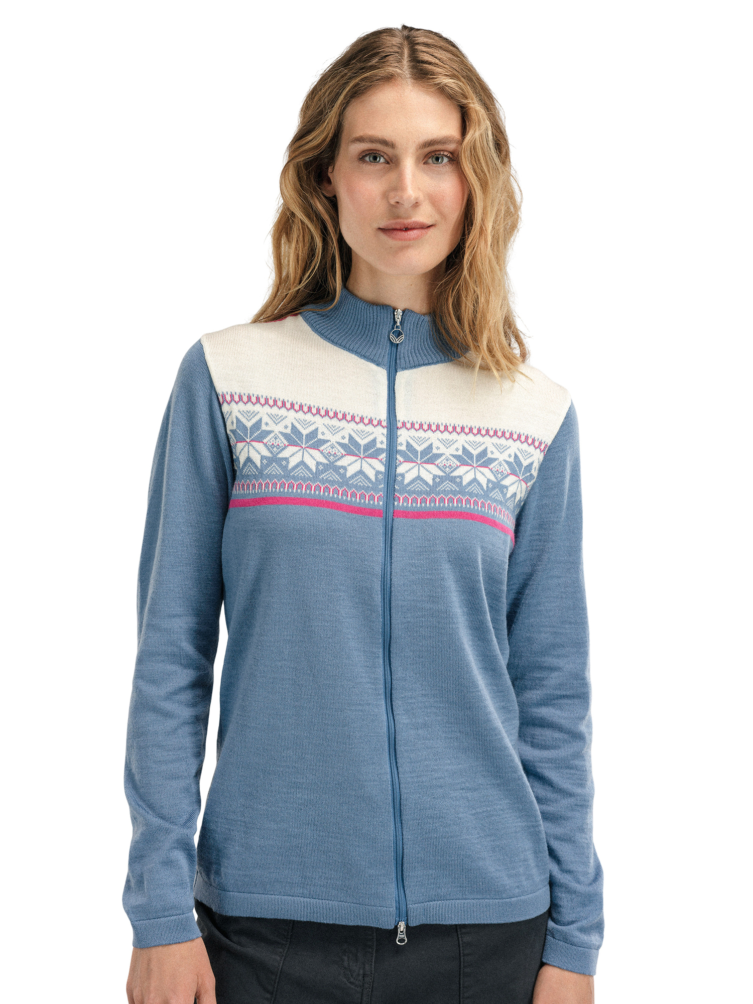 Liberg Women's Jacket - Merino wool Blueshadow Offwhite