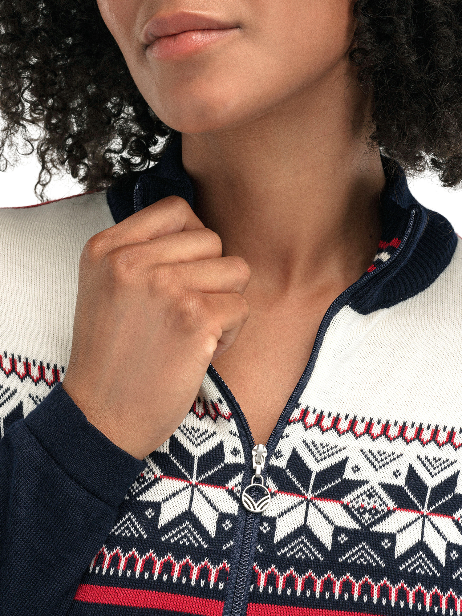 Liberg Women's Jacket - Merino wool Marine Offwhite Raspberry