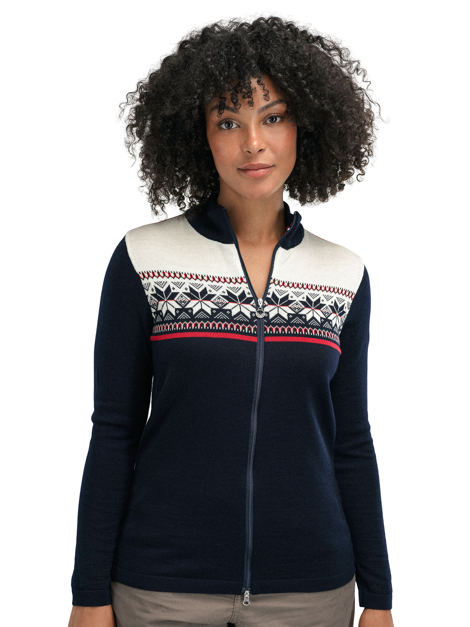 Liberg Women's Jacket - Merino wool Marine Offwhite Raspberry