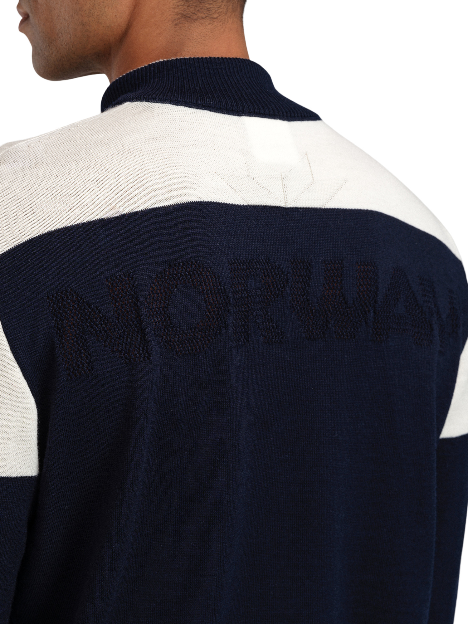 Mount Stello Men's Jacket - Merino Wool Navy Offwhite Raspberry