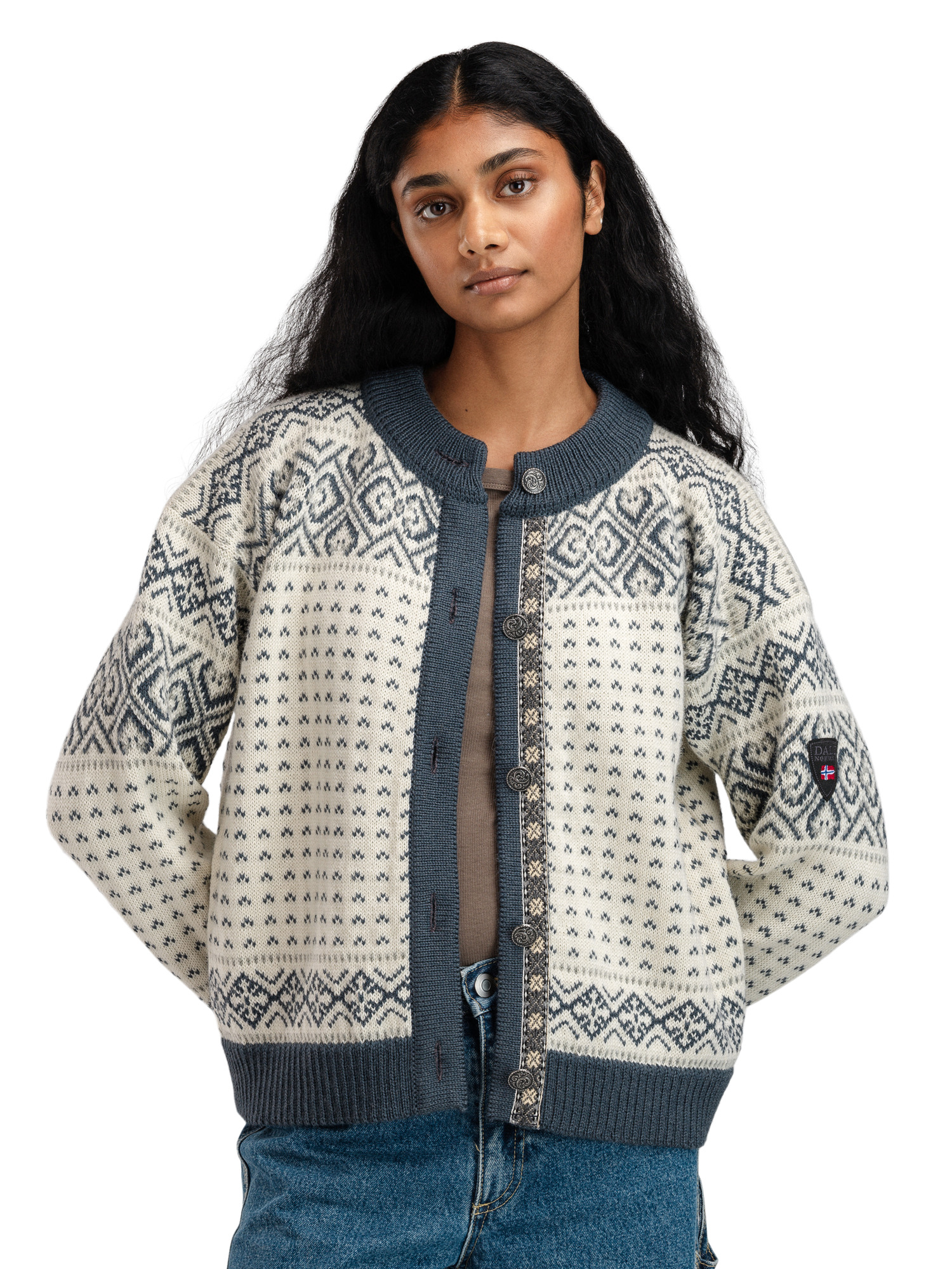 (取寄) ダーレオブノルウェー レディース スカラ カーディガン Dale of Norway women Skala Cardigan Off-White/Marine/Peacock Women's Dale of Norway Skåla Cardigan | 6pm