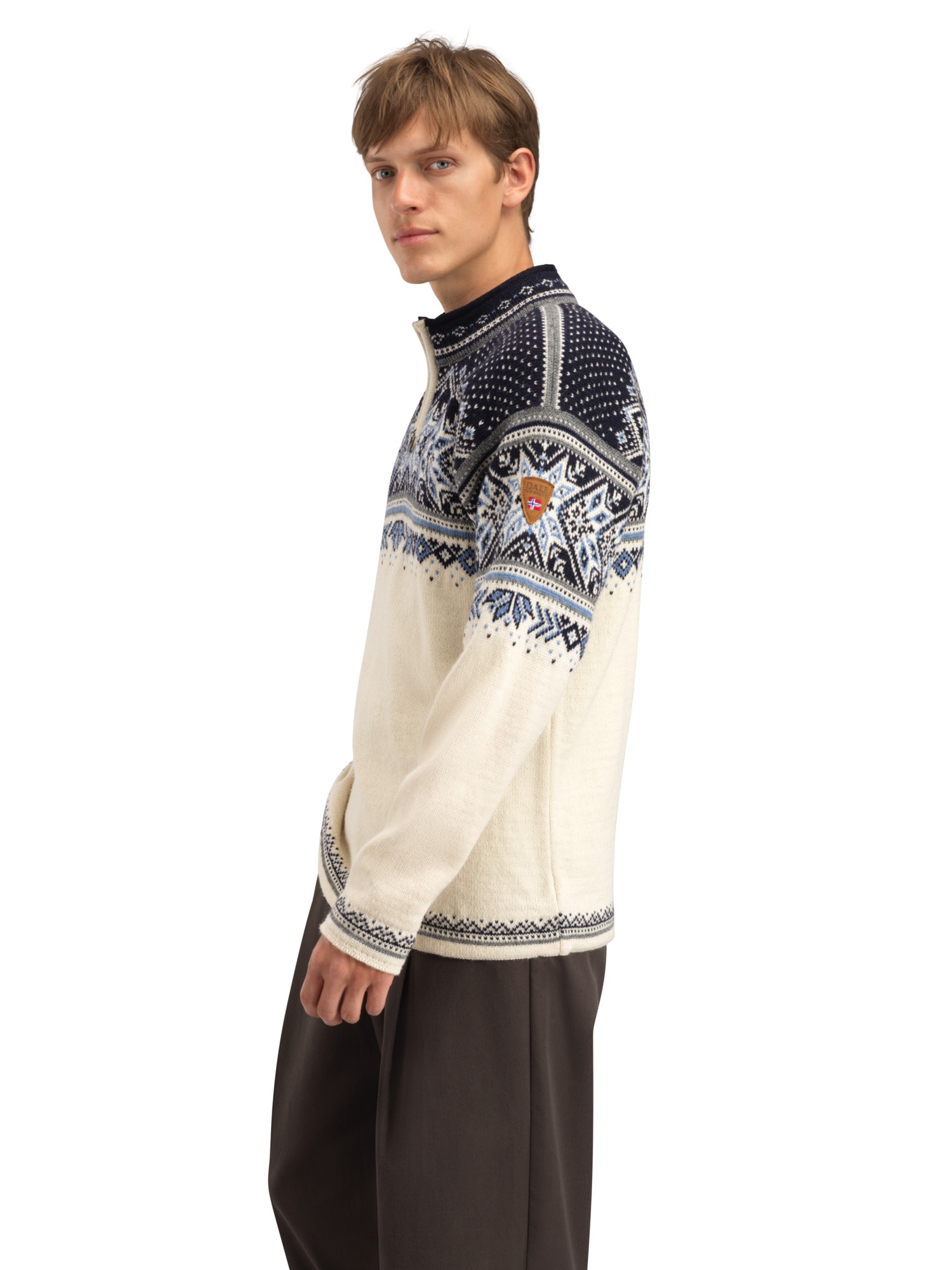 Vail Masc Sweater Offwhite Smoke Midnightnavy - Dale of Norway