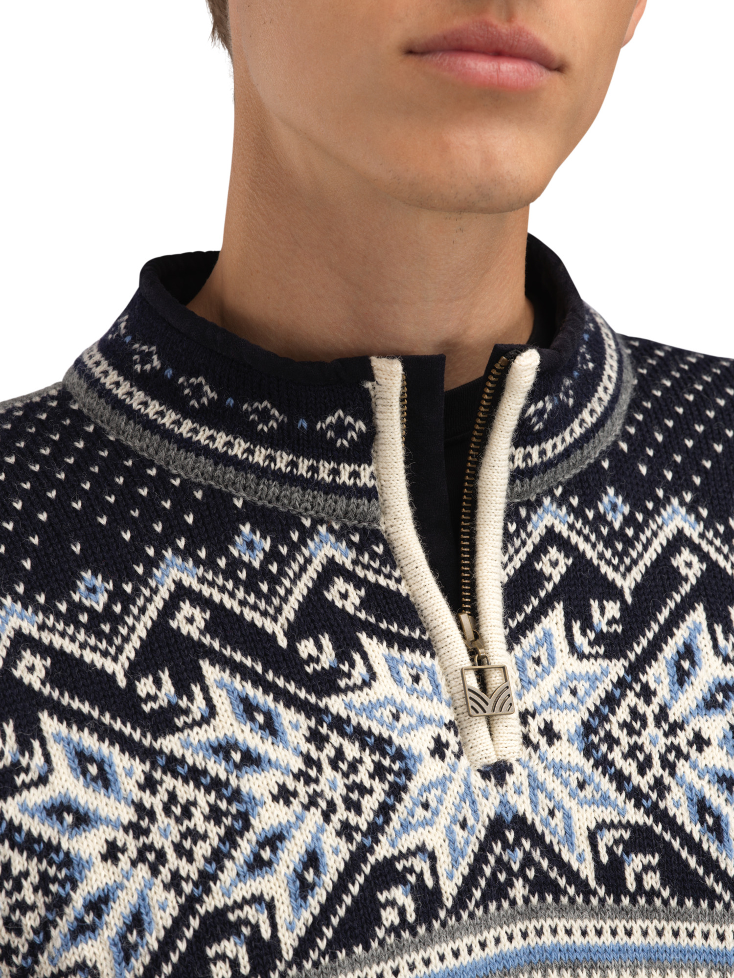 Vail Masc Sweater Offwhite Smoke Midnightnavy - Dale of Norway