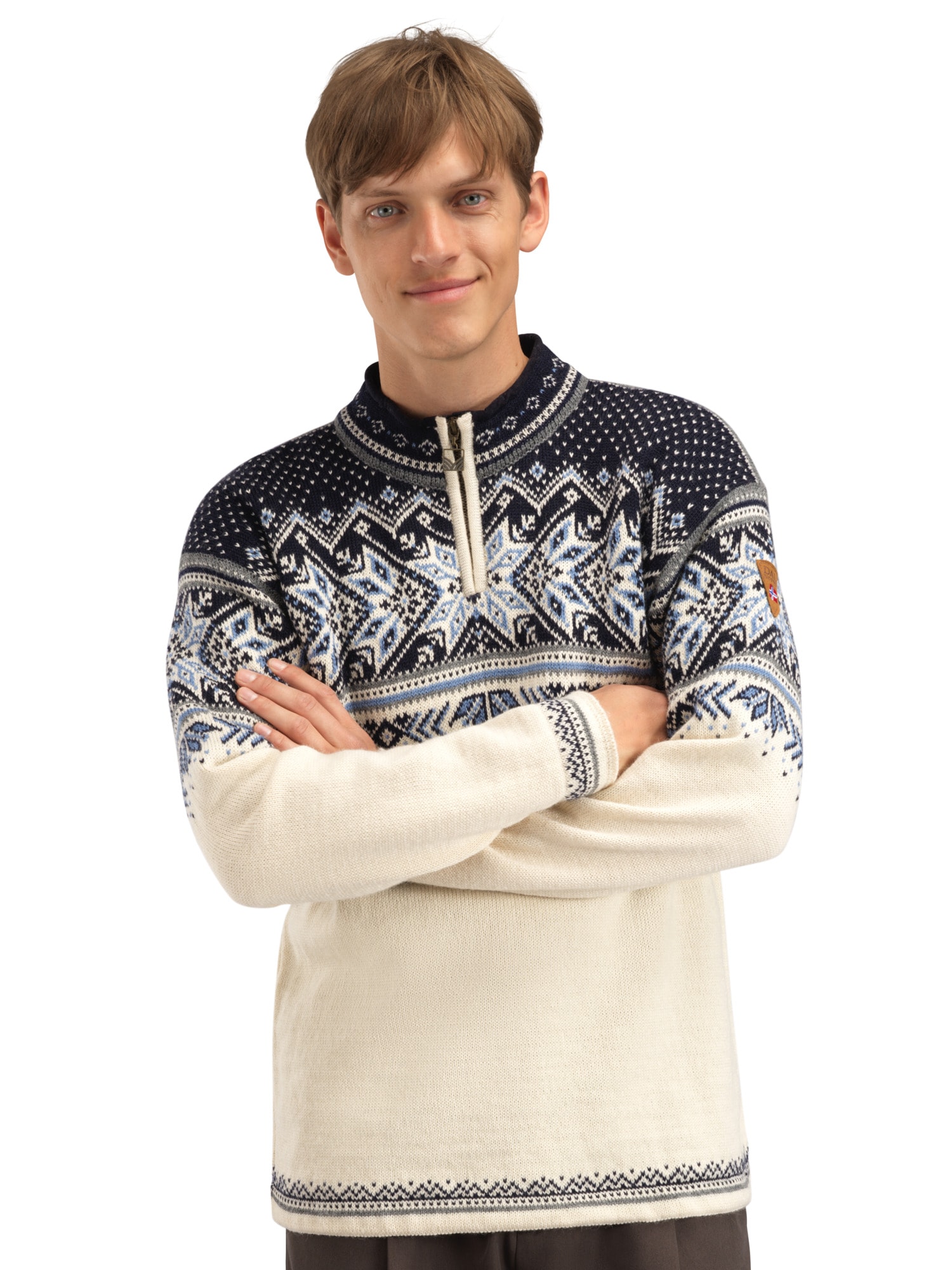 Vail Masc Sweater Offwhite Smoke Midnightnavy - Dale of Norway