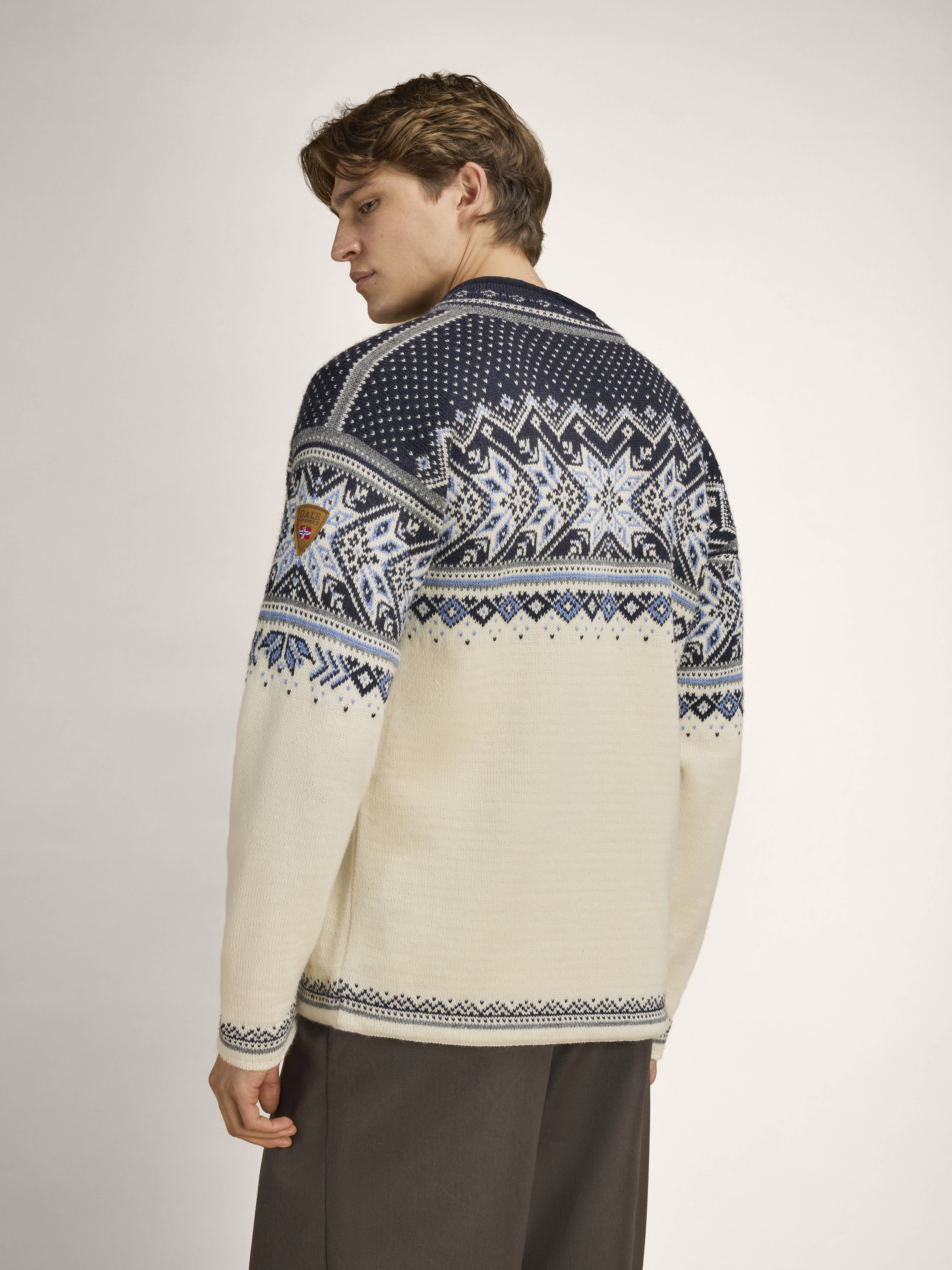 Vail Men's Sweater - Norwegian Wool Offwhite Smoke Midnightnavy