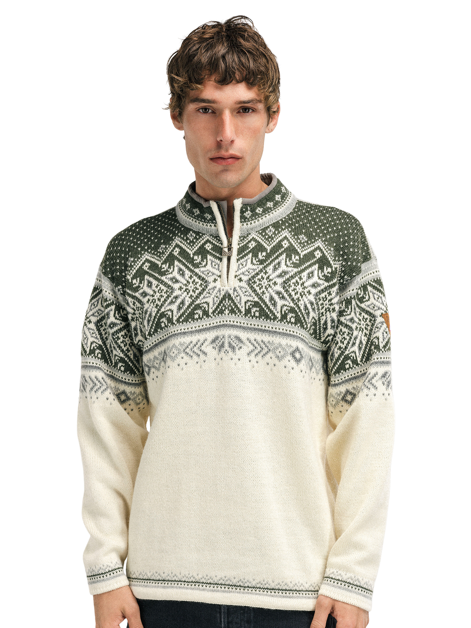 Vail Sweater - Men - Offwhite/Dark Green - Dale of Norway - Dale