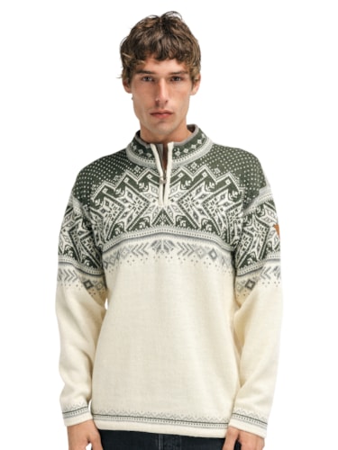 Vail Sweater - Men - Offwhite/Dark Green - Dale of Norway - Dale of Norway