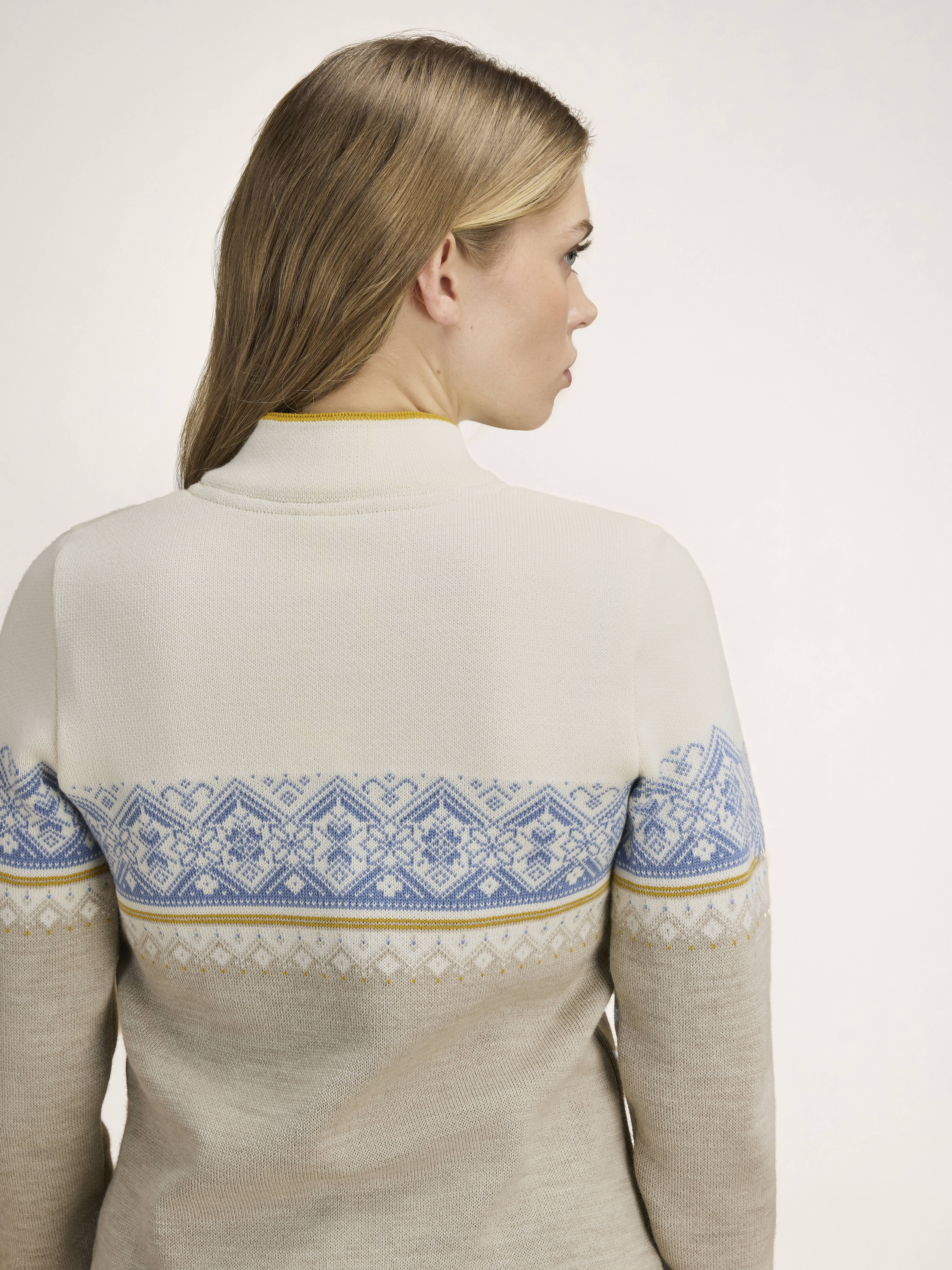 Moritz Women’s Sweater - Merino Wool Sand Offwhite Blueshadow