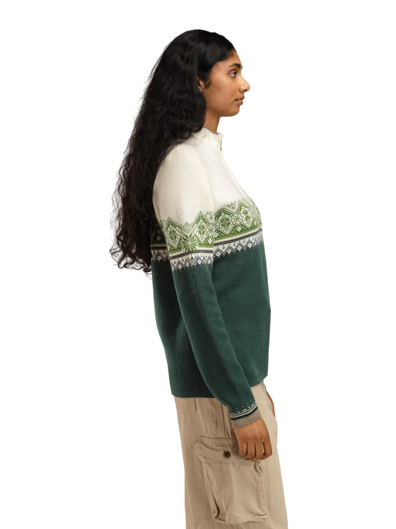 Moritz Women’s Sweater - Merino Wool Pinegreen Offwhite Springgreen