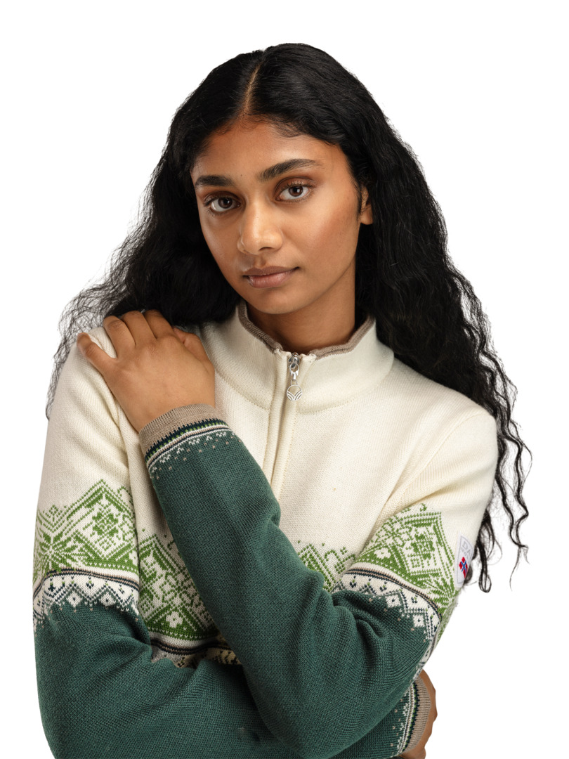 Moritz Women’s Sweater - Merino Wool Pinegreen Offwhite Springgreen