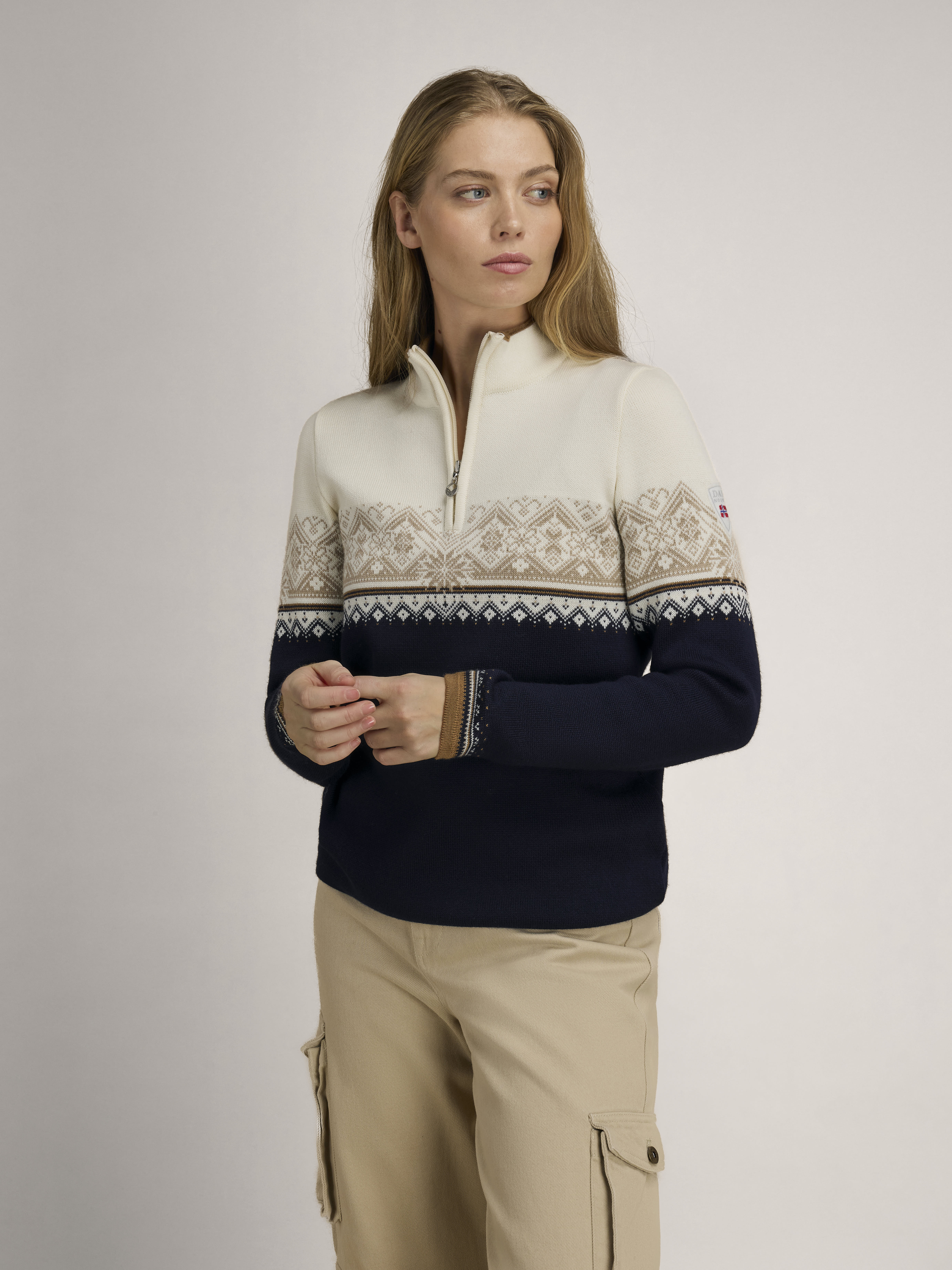 Moritz Women’s Sweater - Merino Wool Navy Bronze Beige Offwhite