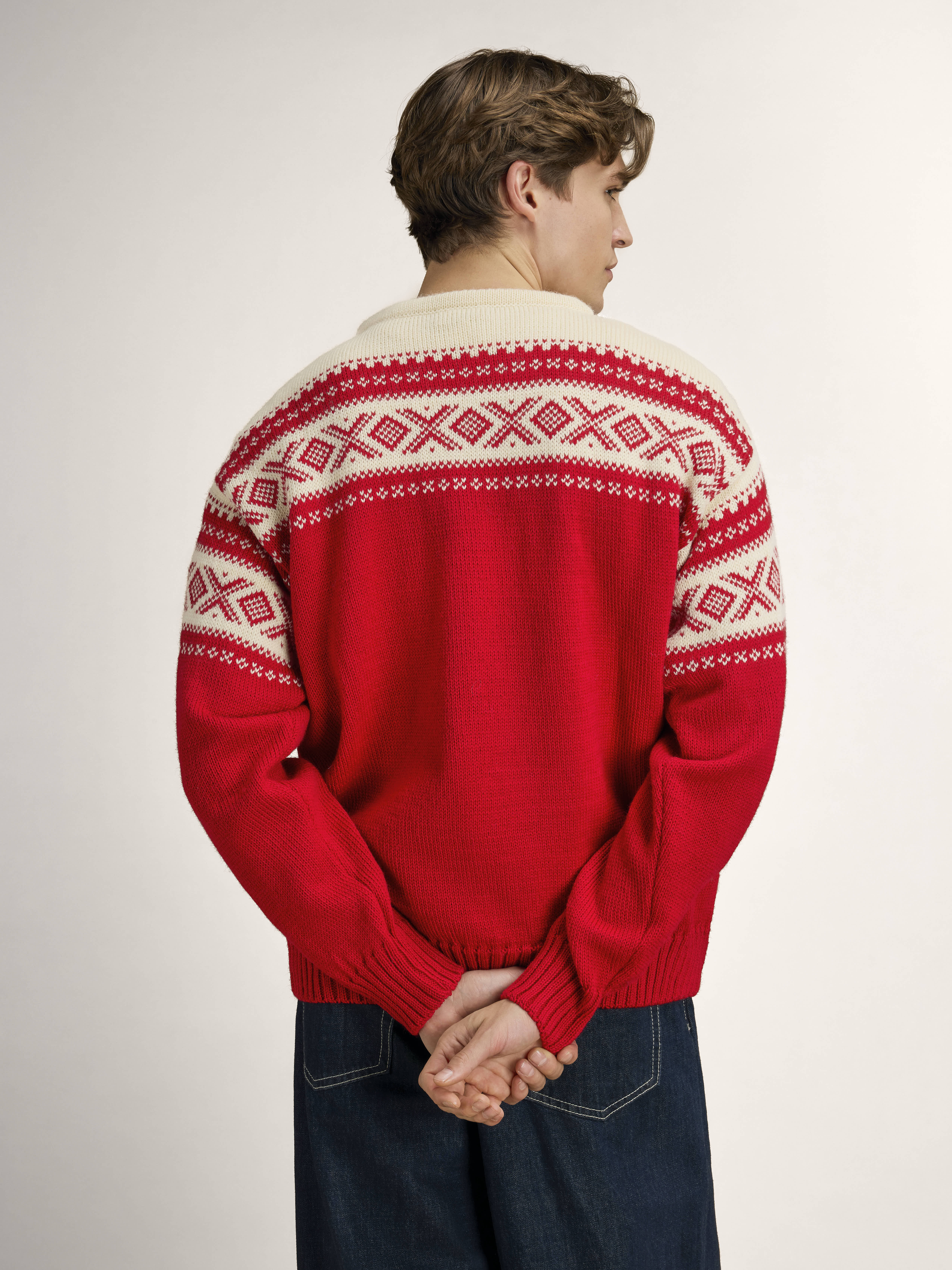 Cortina 1956 Sweater - Norwegian Wool Raspberry Offwhite