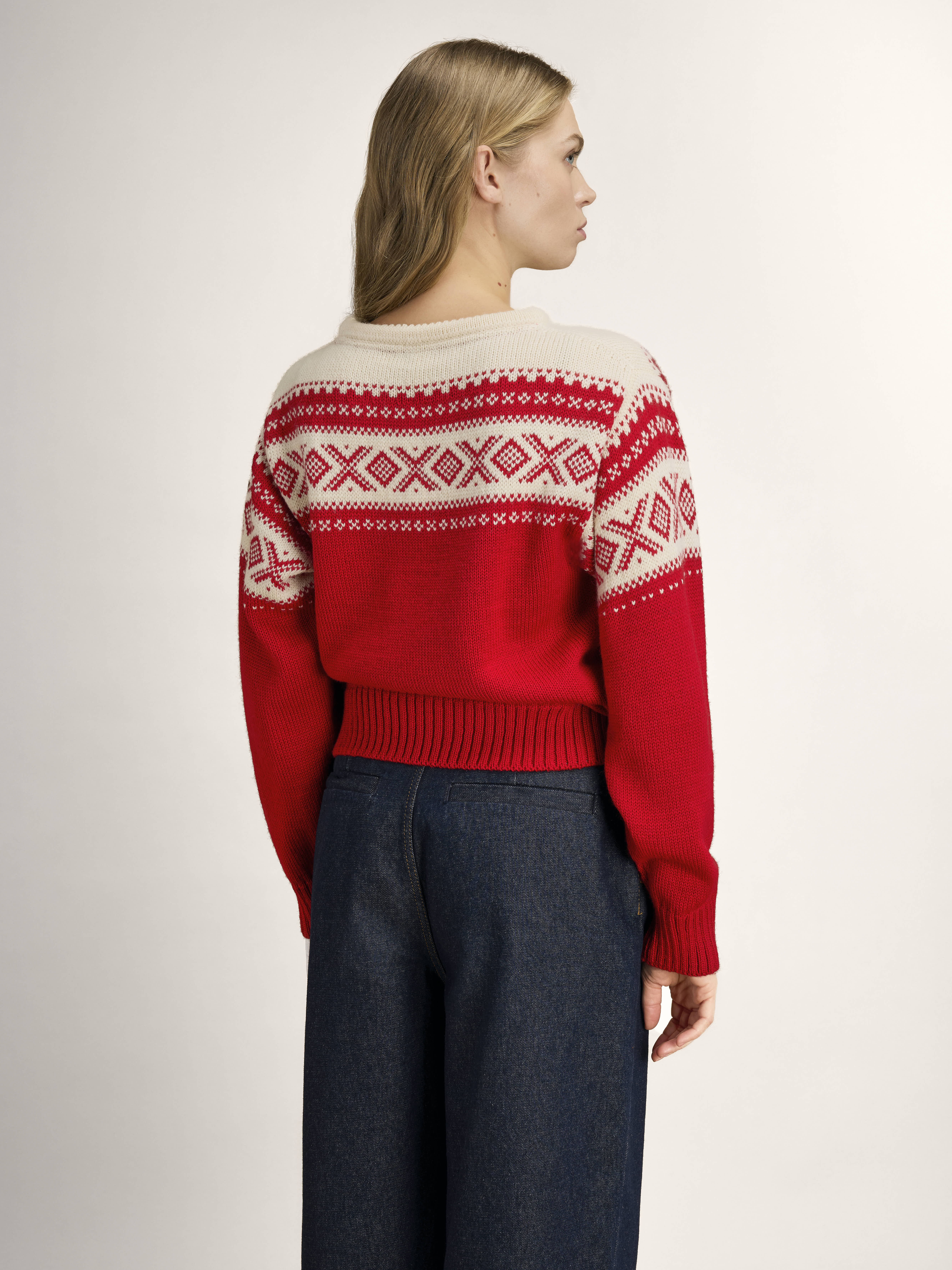 Cortina 1956 Sweater - Norwegian Wool Raspberry Offwhite